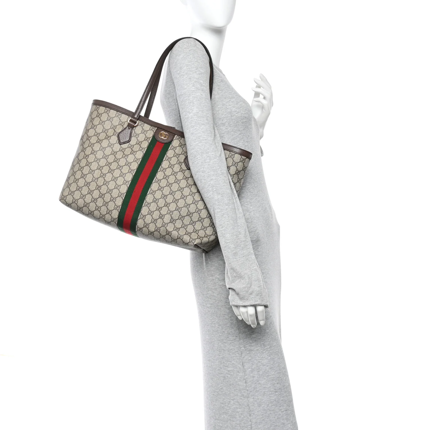 GG Supreme Monogram Medium Ophidia Shopping Tote Brown - Image 2