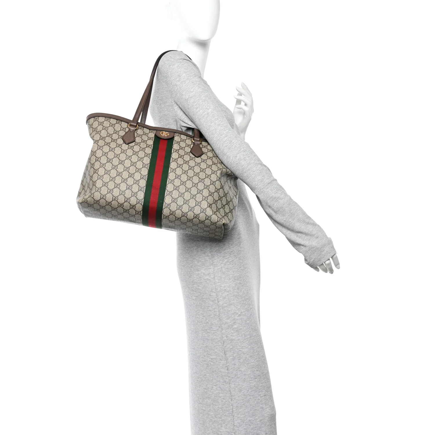 GG Supreme Monogram Medium Ophidia Shopping Tote Brown - Image 2