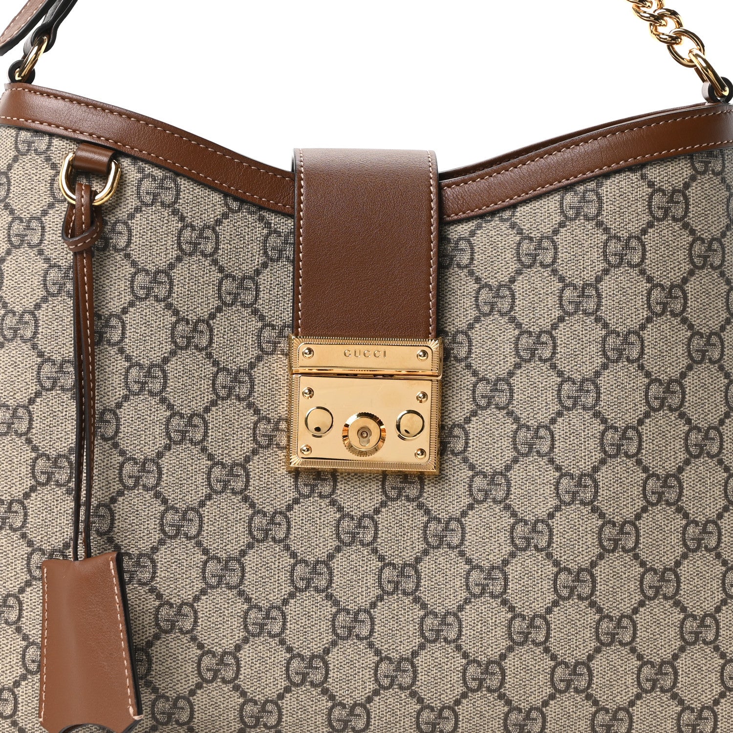GG Supreme Monogram Medium Padlock Shoulder Bag Beige Ebony Brown Sugar - Image 7
