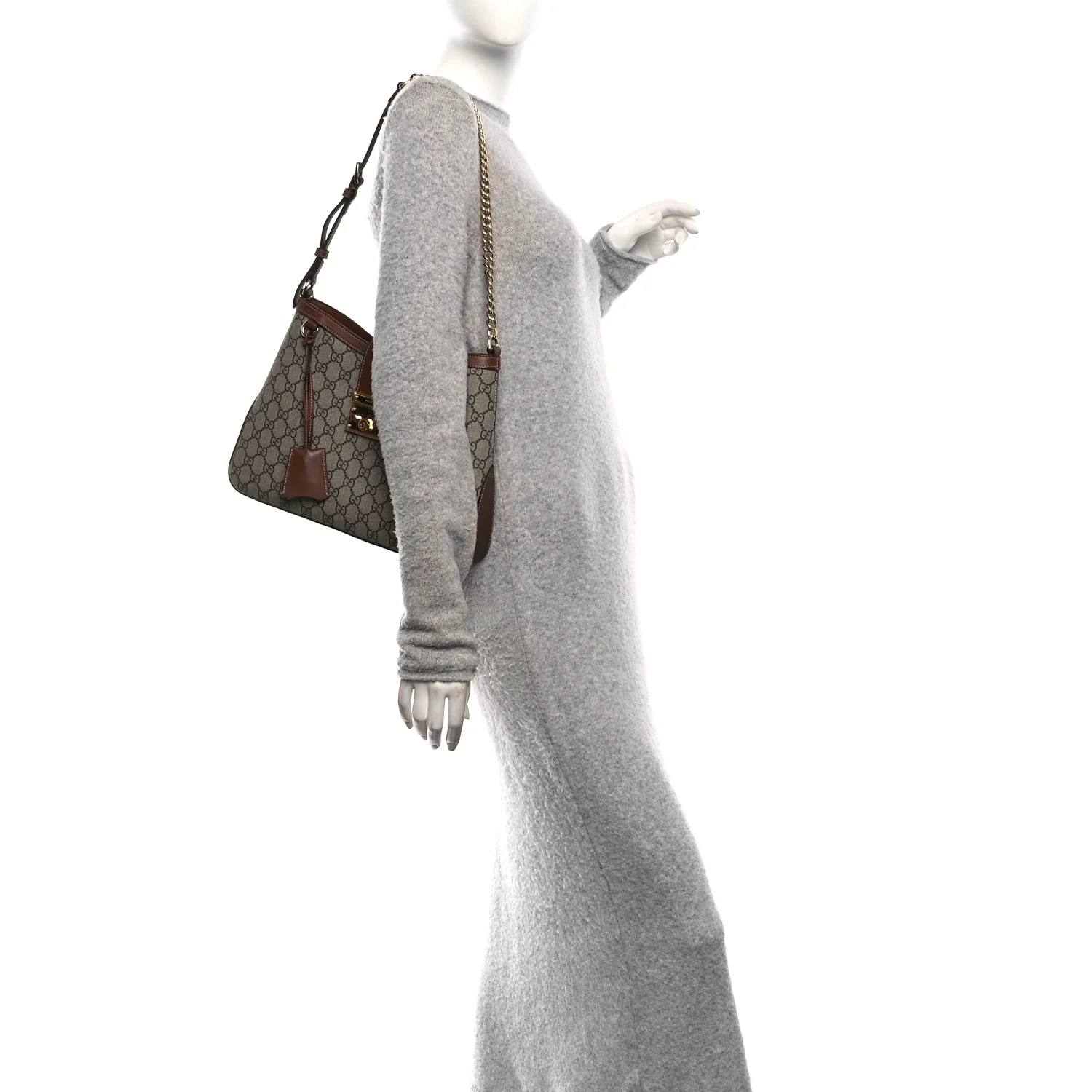 GG Supreme Monogram Medium Padlock Shoulder Bag Beige Ebony Brown Sugar - Image 2