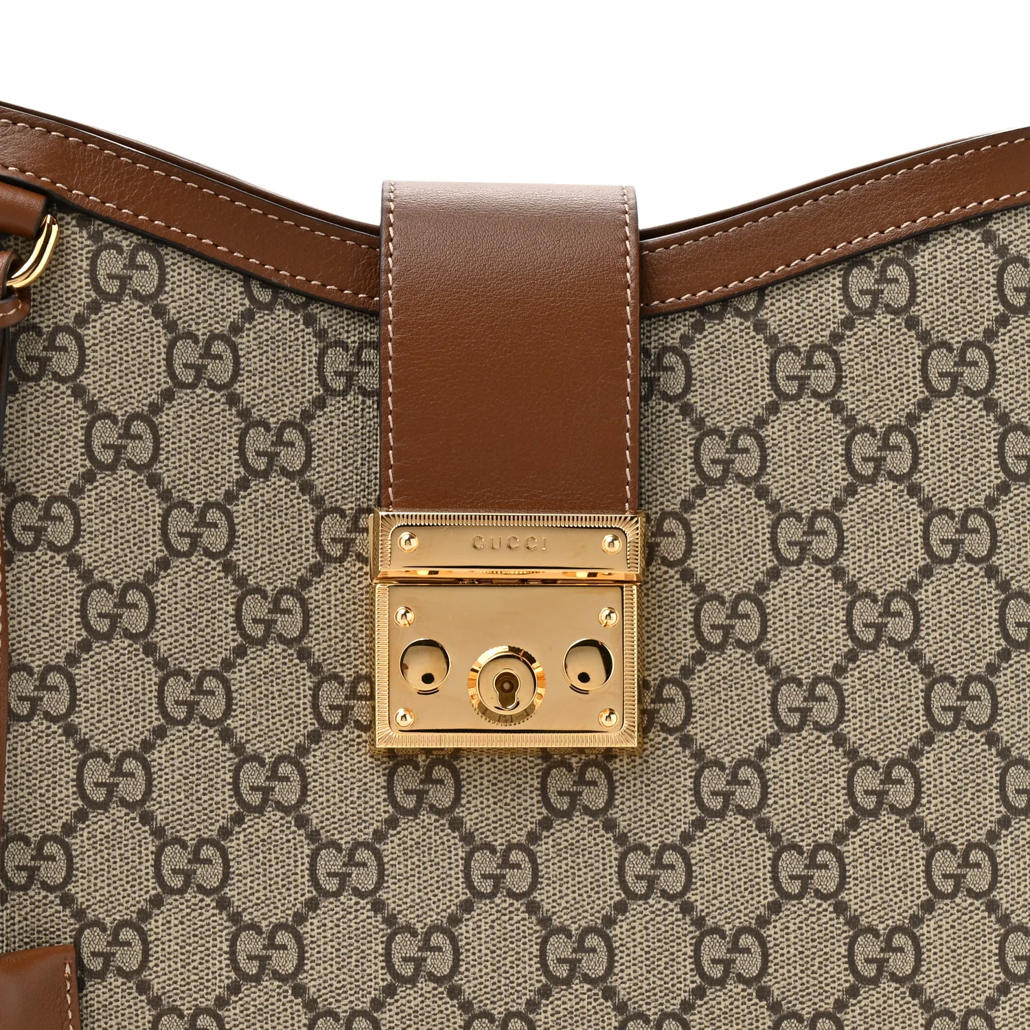 GG Supreme Monogram Medium Padlock Shoulder Bag Beige Ebony Brown Sugar - Image 8