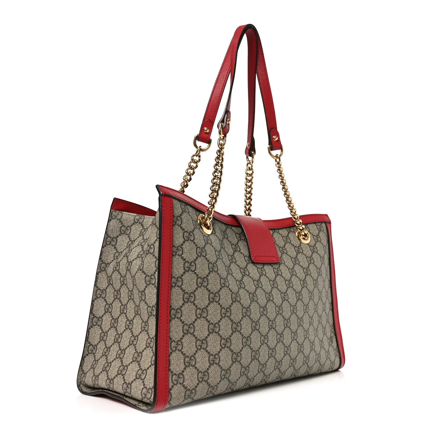 GG Supreme Monogram Medium Padlock Tote Hibiscus Red - Image 2