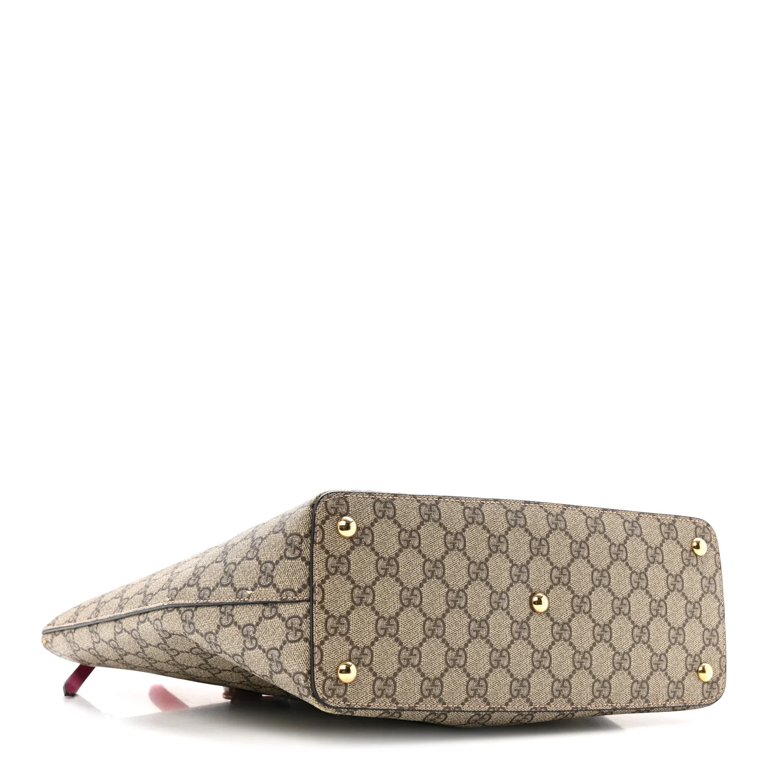GG Supreme Monogram Medium Zippered Bucket Tote Beige Hibiscus Red New Rosette - Image 4