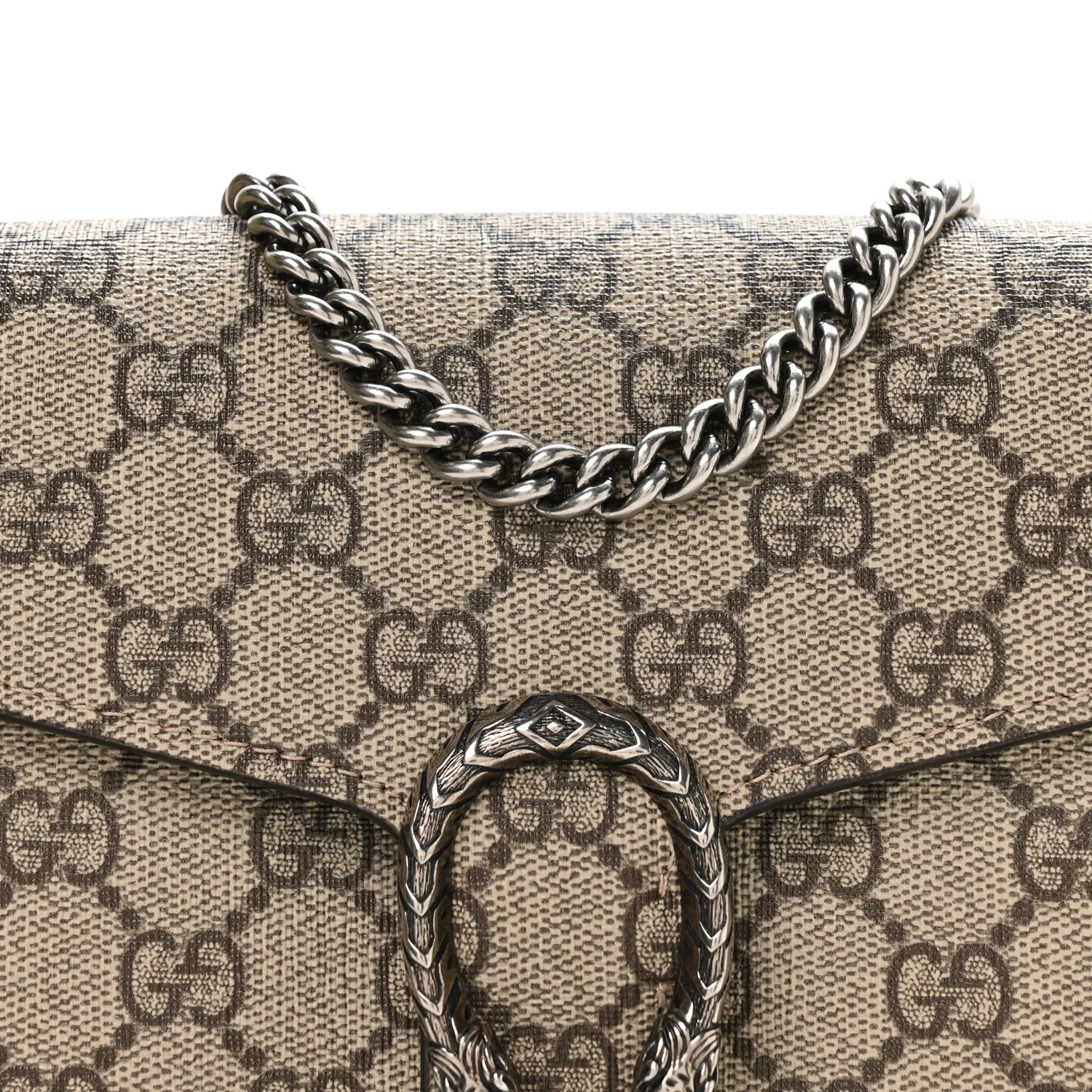 GG Supreme Monogram Mini Dionysus Chain Wallet Beige Taupe - Image 8