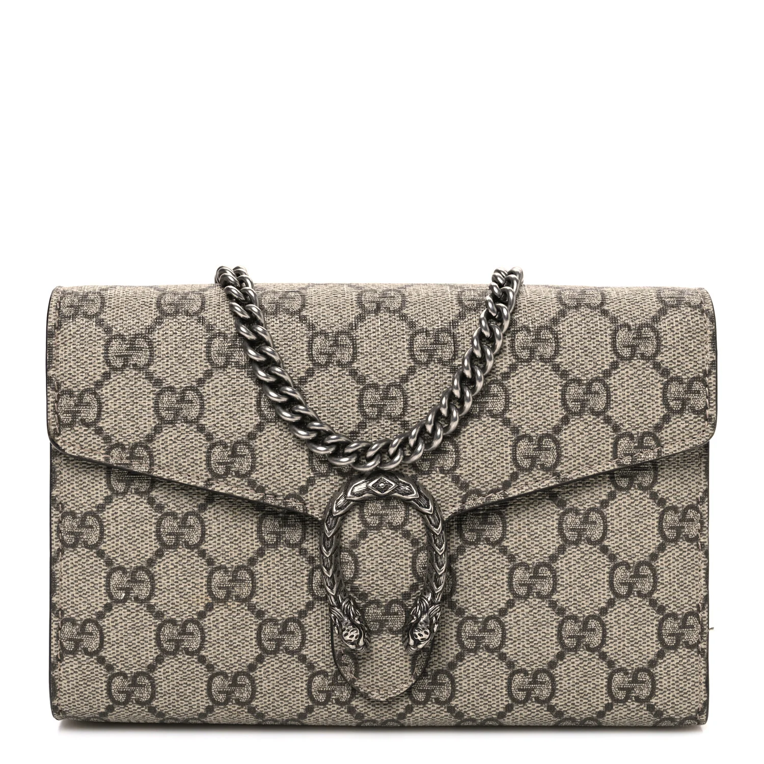 GG Supreme Monogram Mini Dionysus Chain Wallet Beige Taupe