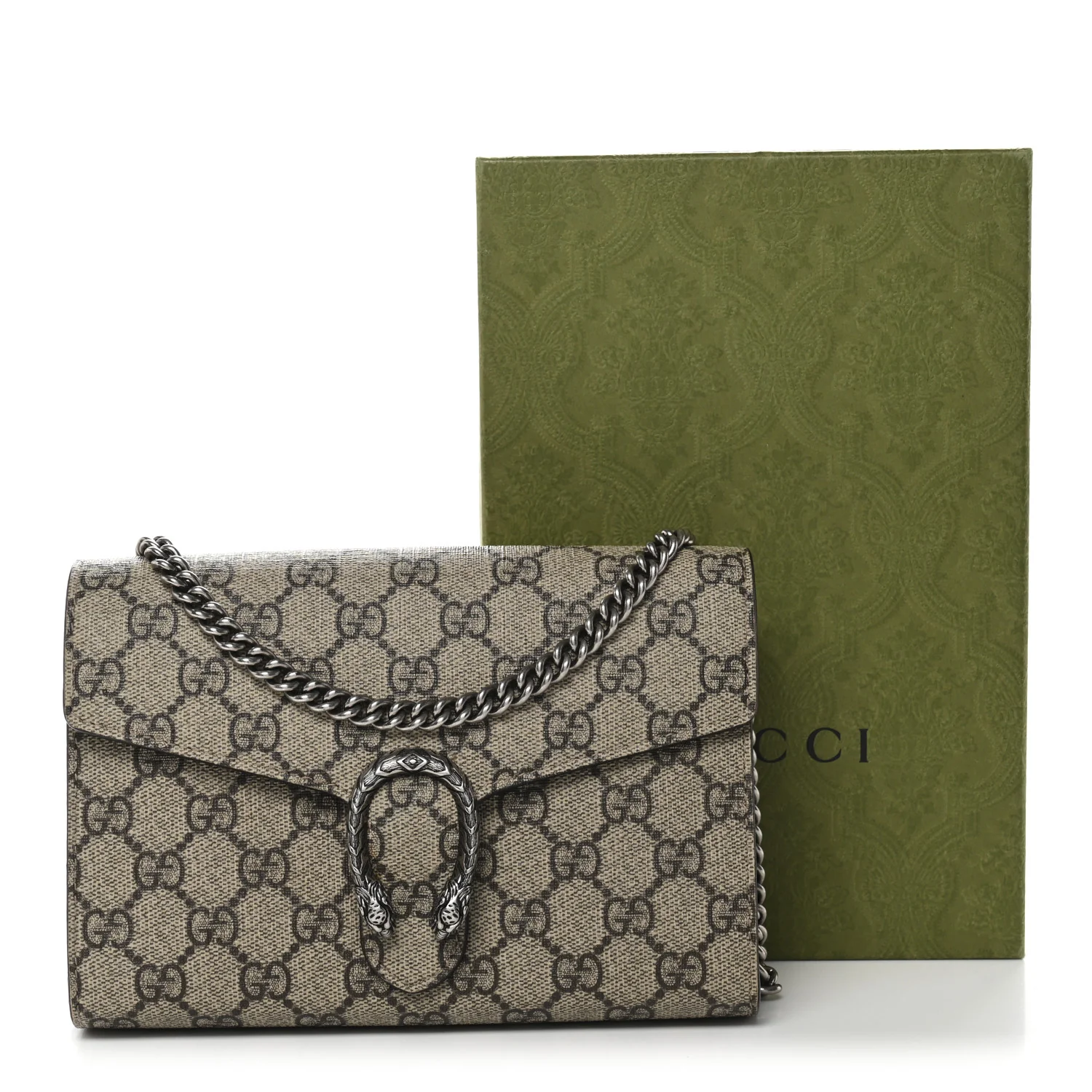 GG Supreme Monogram Mini Dionysus Chain Wallet Beige Taupe - Image 12