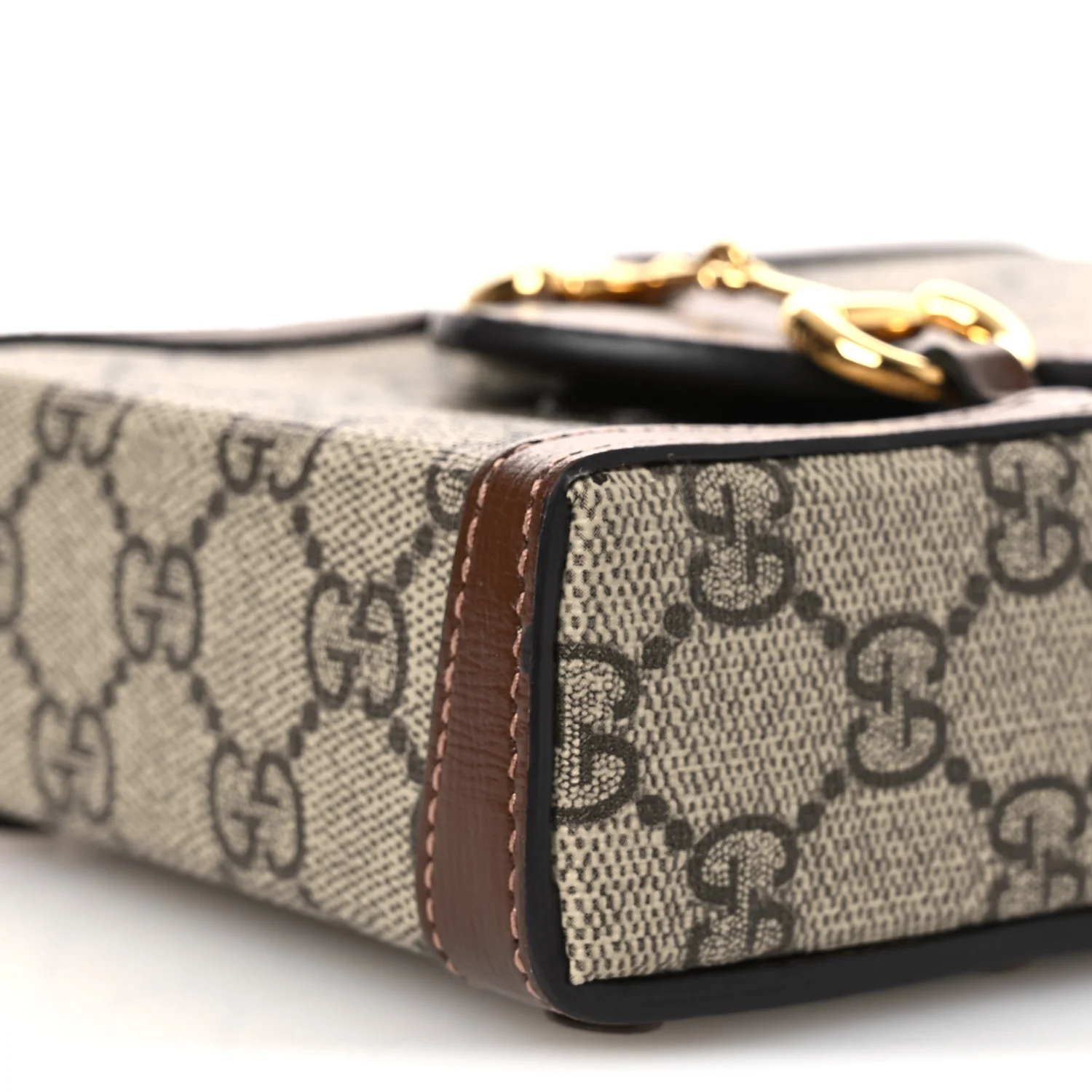 GG Supreme Monogram Mini Horsebit 1955 Crossbody Bag Beige Brown Sugar - Image 10