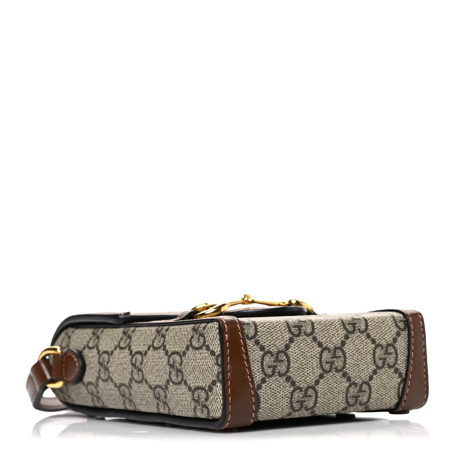 GG Supreme Monogram Mini Horsebit 1955 Crossbody Bag Beige Brown Sugar - Image 4