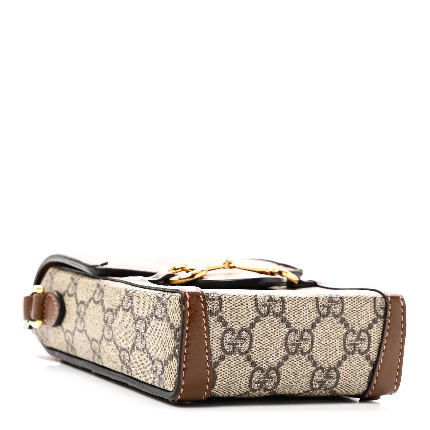 GG Supreme Monogram Mini Horsebit 1955 Crossbody Bag Beige Brown Sugar - Image 3