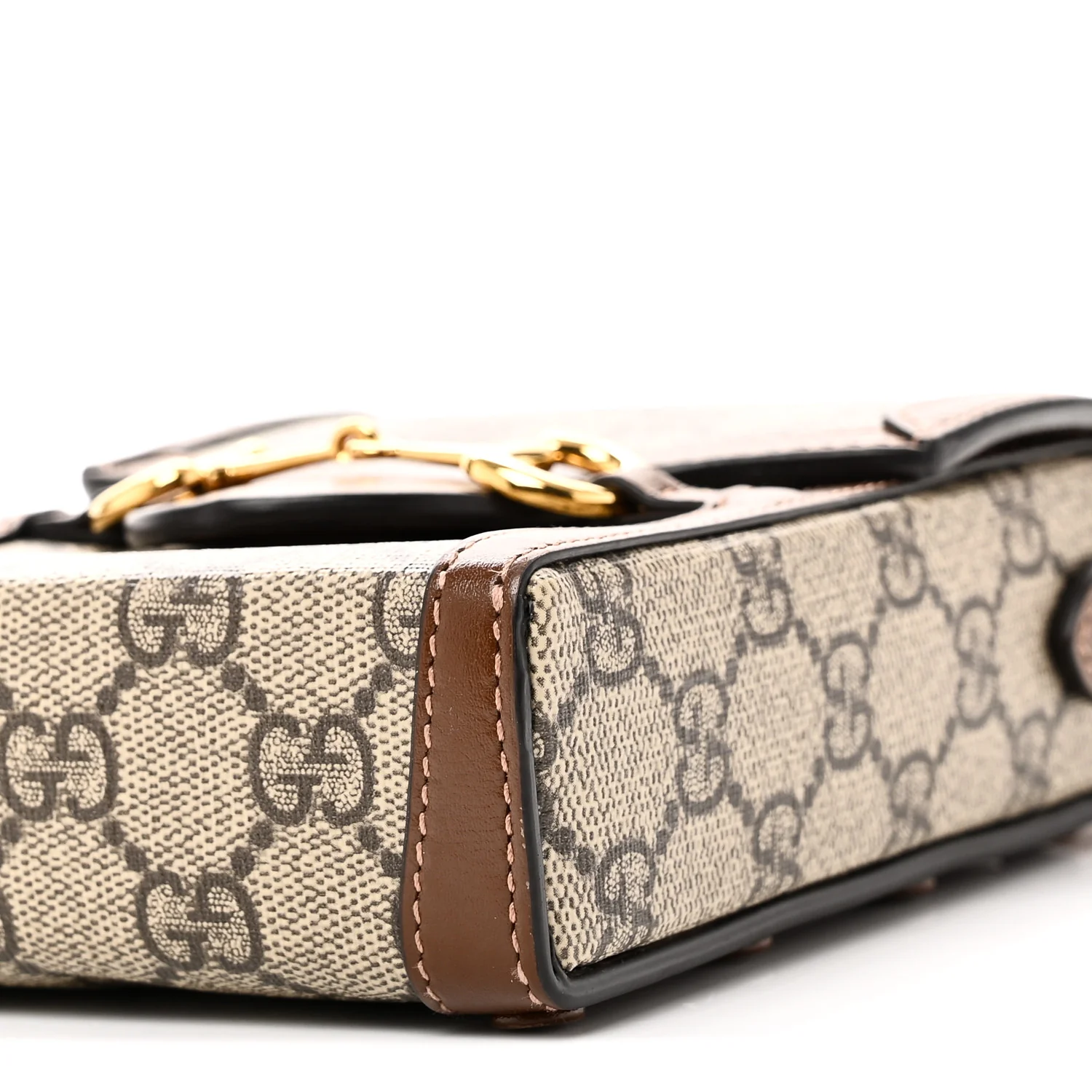 GG Supreme Monogram Mini Horsebit 1955 Crossbody Bag Beige Brown Sugar - Image 9