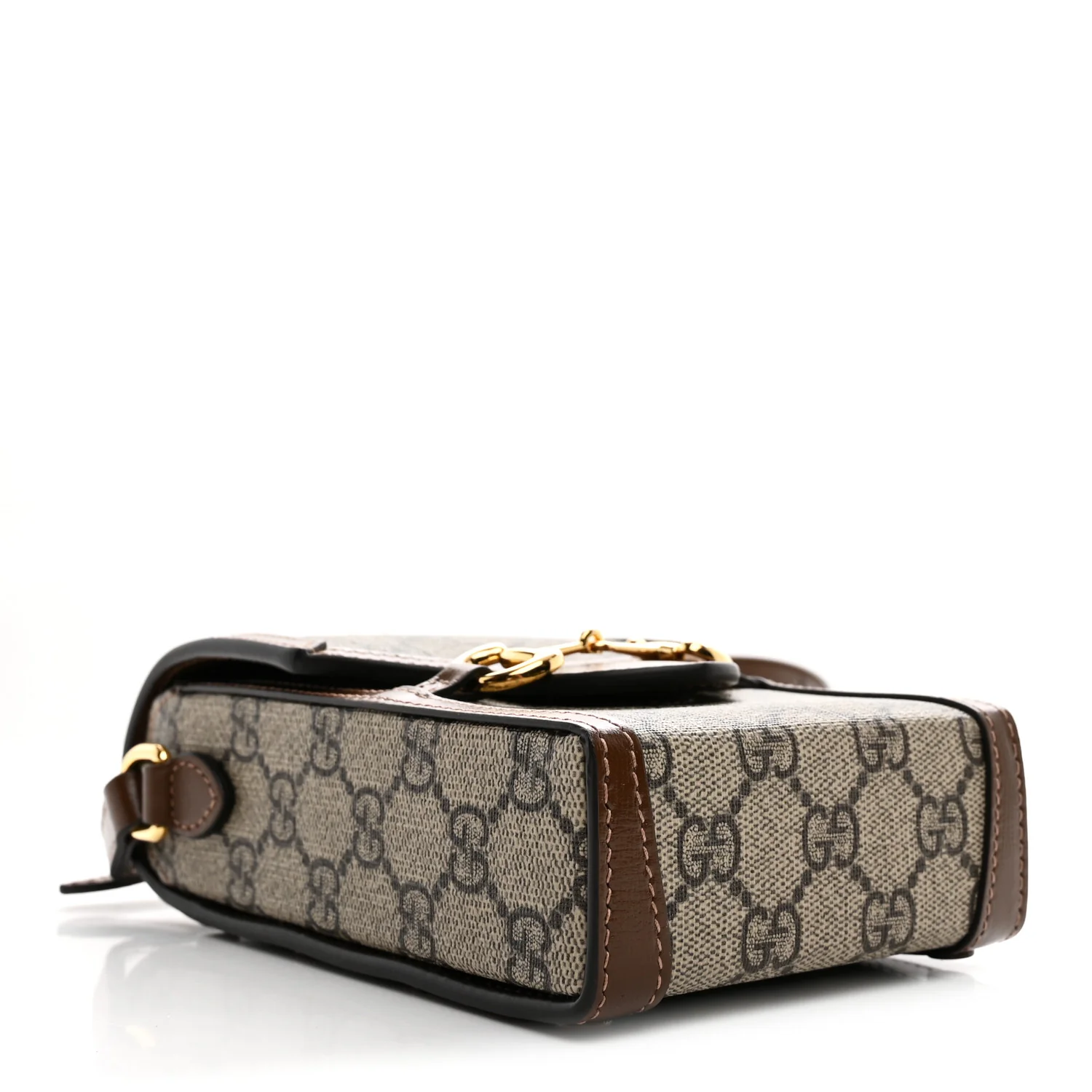 GG Supreme Monogram Mini Horsebit 1955 Crossbody Bag Beige Brown Sugar - Image 3