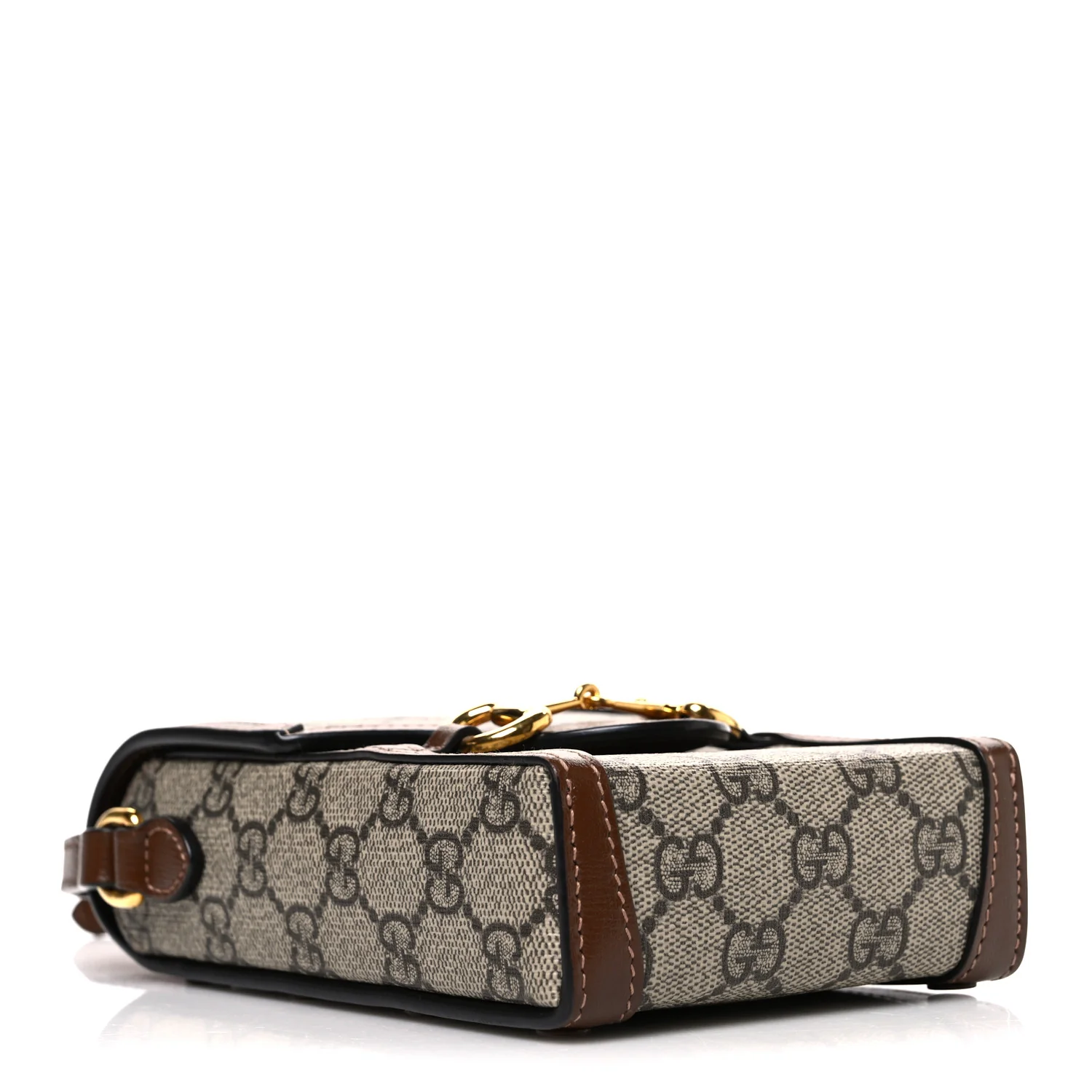 GG Supreme Monogram Mini Horsebit 1955 Crossbody Bag Beige Brown Sugar - Image 3