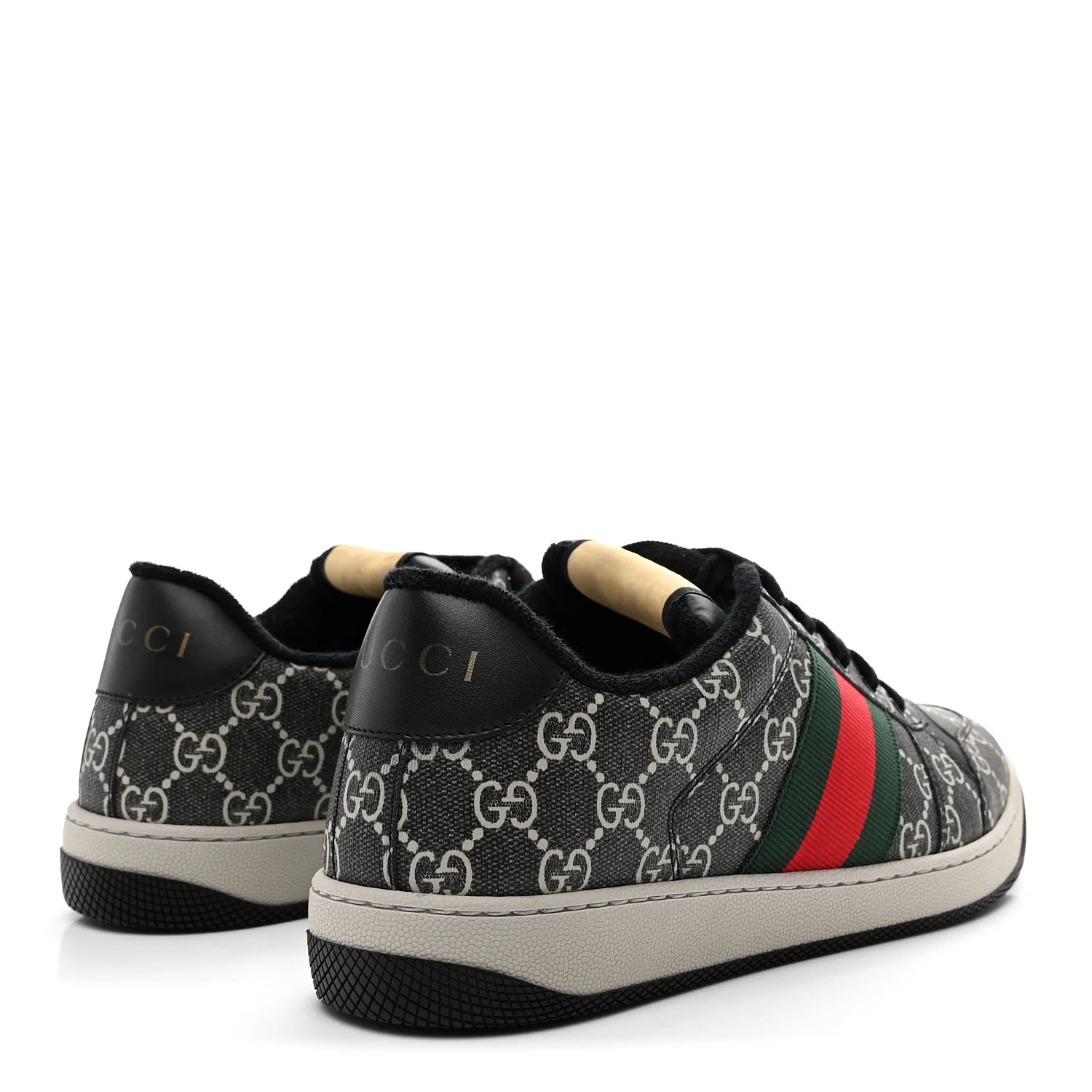 GG Supreme Monogram Miro Soft Calfskin Web Mens Screener Sneakers 8.5 Black Grey Sky - Image 5