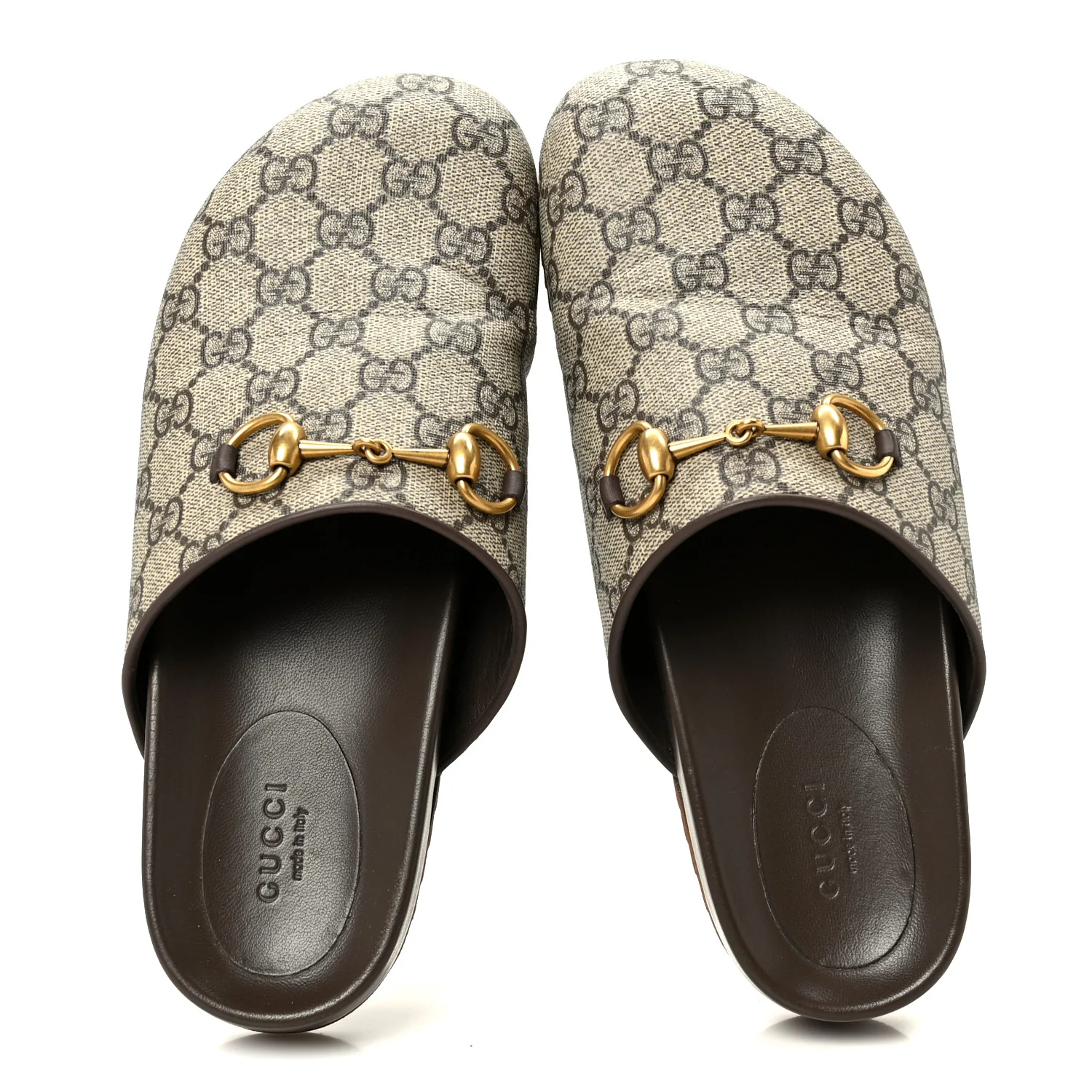 GG Supreme Monogram Miro Soft Calfskin Womens Horsebit Slippers 38 Beige Ebony New Acero - Image 2