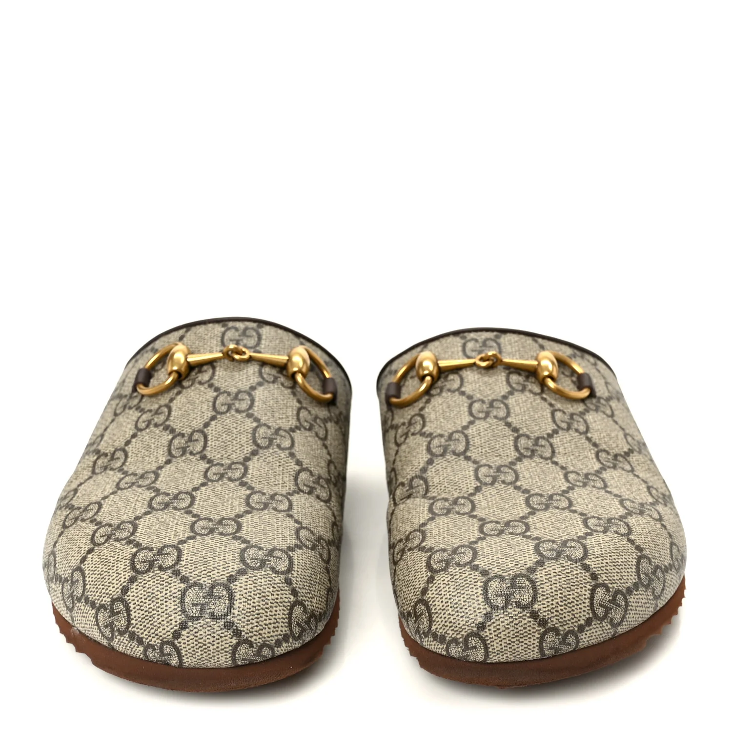 GG Supreme Monogram Miro Soft Calfskin Womens Horsebit Slippers 38 Beige Ebony New Acero - Image 3