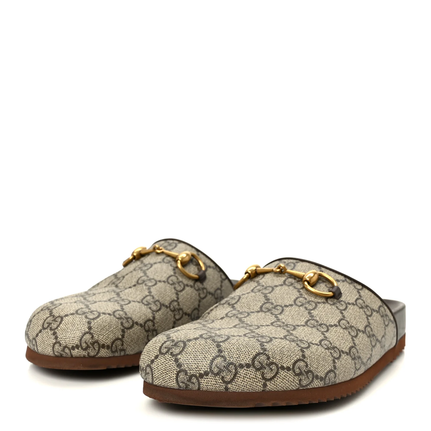 GG Supreme Monogram Miro Soft Calfskin Womens Horsebit Slippers 38 Beige Ebony New Acero - Image 4