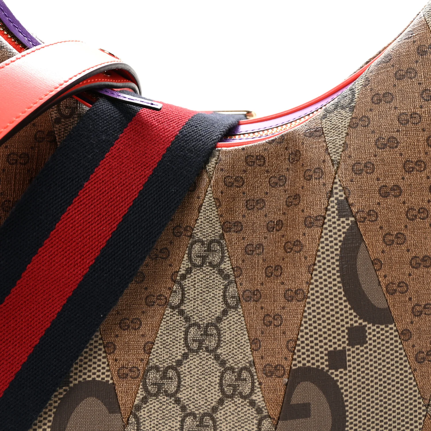 GG Supreme Monogram Mix Monogram Web Patchwork Large Attache Shoulder Bag Beige Multicolor - Image 7