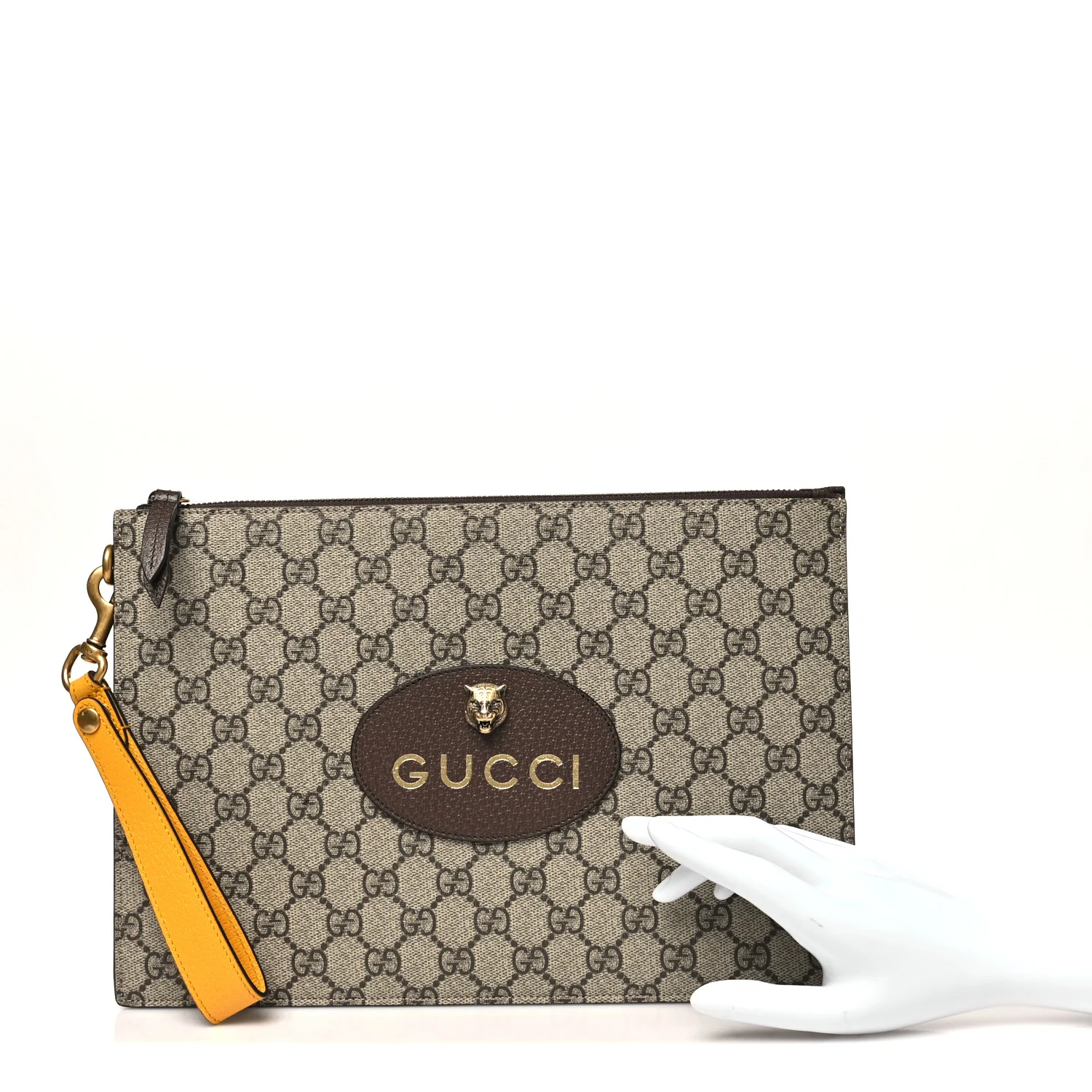 GG Supreme Monogram Neo Vintage Zip Wristlet Pouch Beige New Acero Crop - Image 2