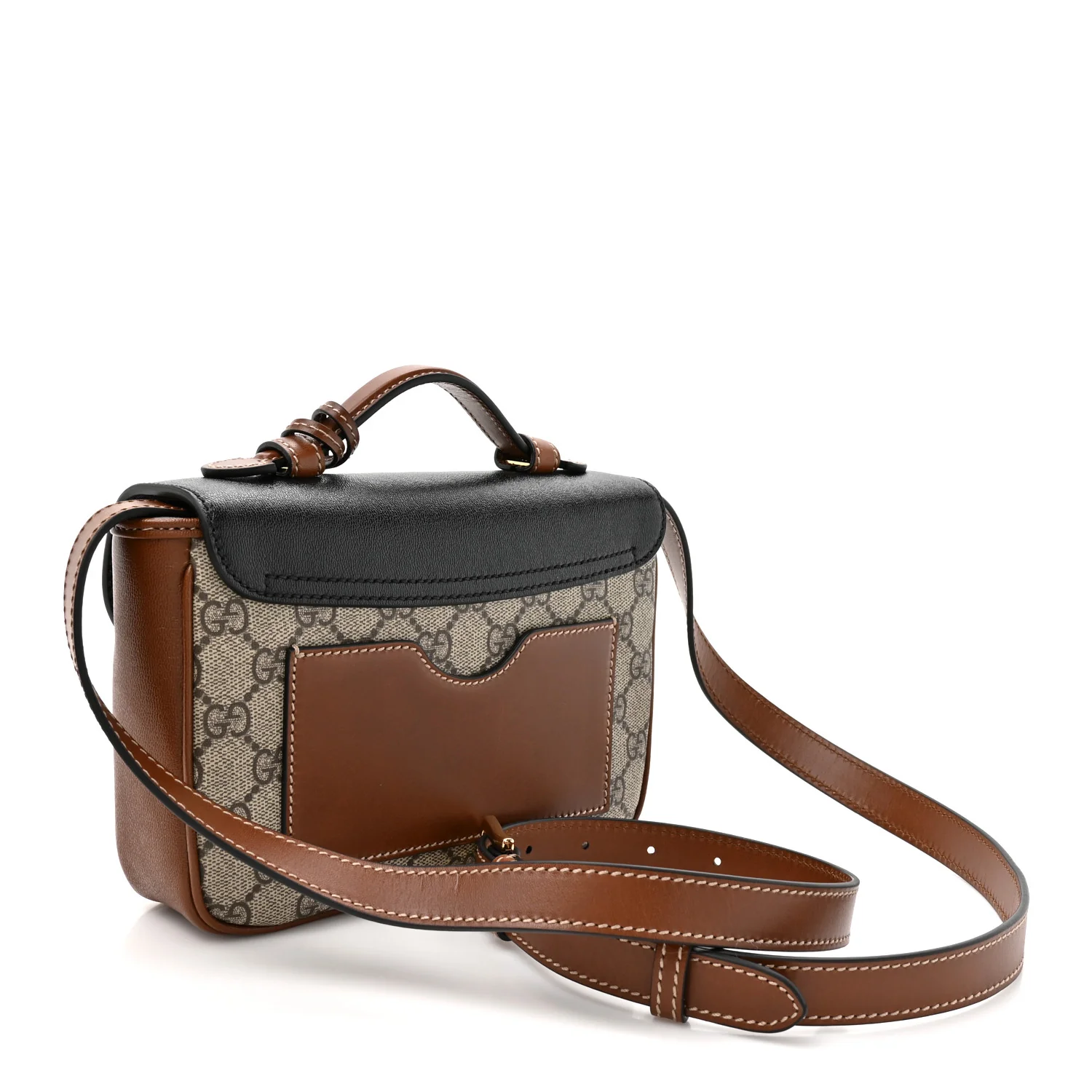 GG Supreme Monogram New Sakai Lux Calfskin Mini Padlock Flap Pocket Shoulder Bag Beige Ebony Black Cuir - Image 3