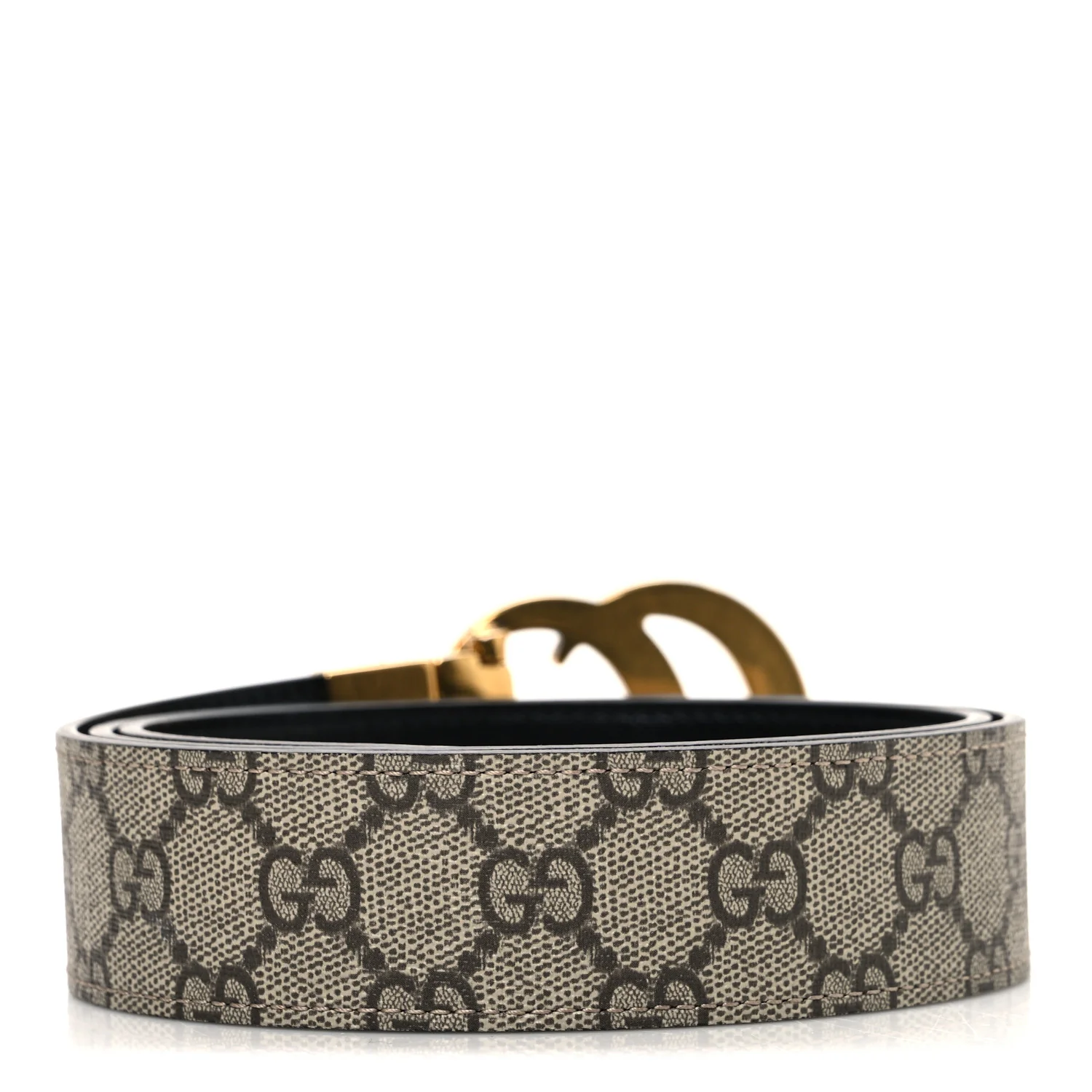 GG Supreme Monogram Plutone Calfskin Double G Reversible 37mm Belt 90 36 Beige Ebony New Acero - Image 2