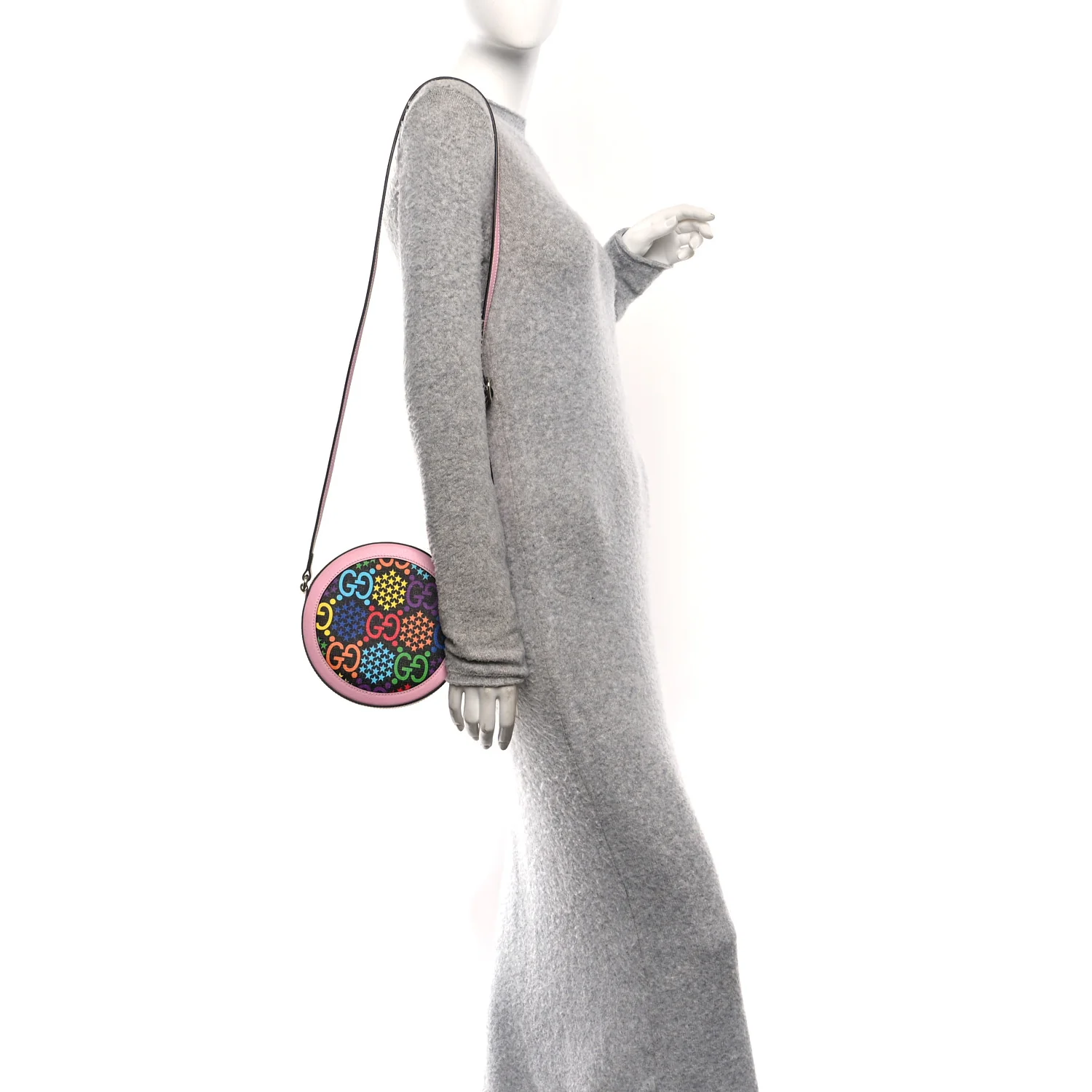 GG Supreme Monogram Psychedelic Round Shoulder Bag Black Multicolor Sugar Pink - Image 2