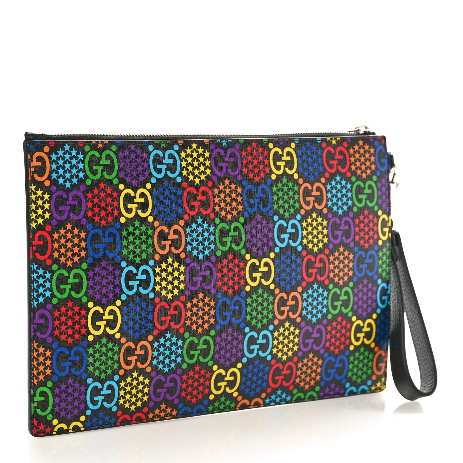 GG Supreme Monogram Psychedelic Zip Wristlet Pouch Black Multicolor - Image 3