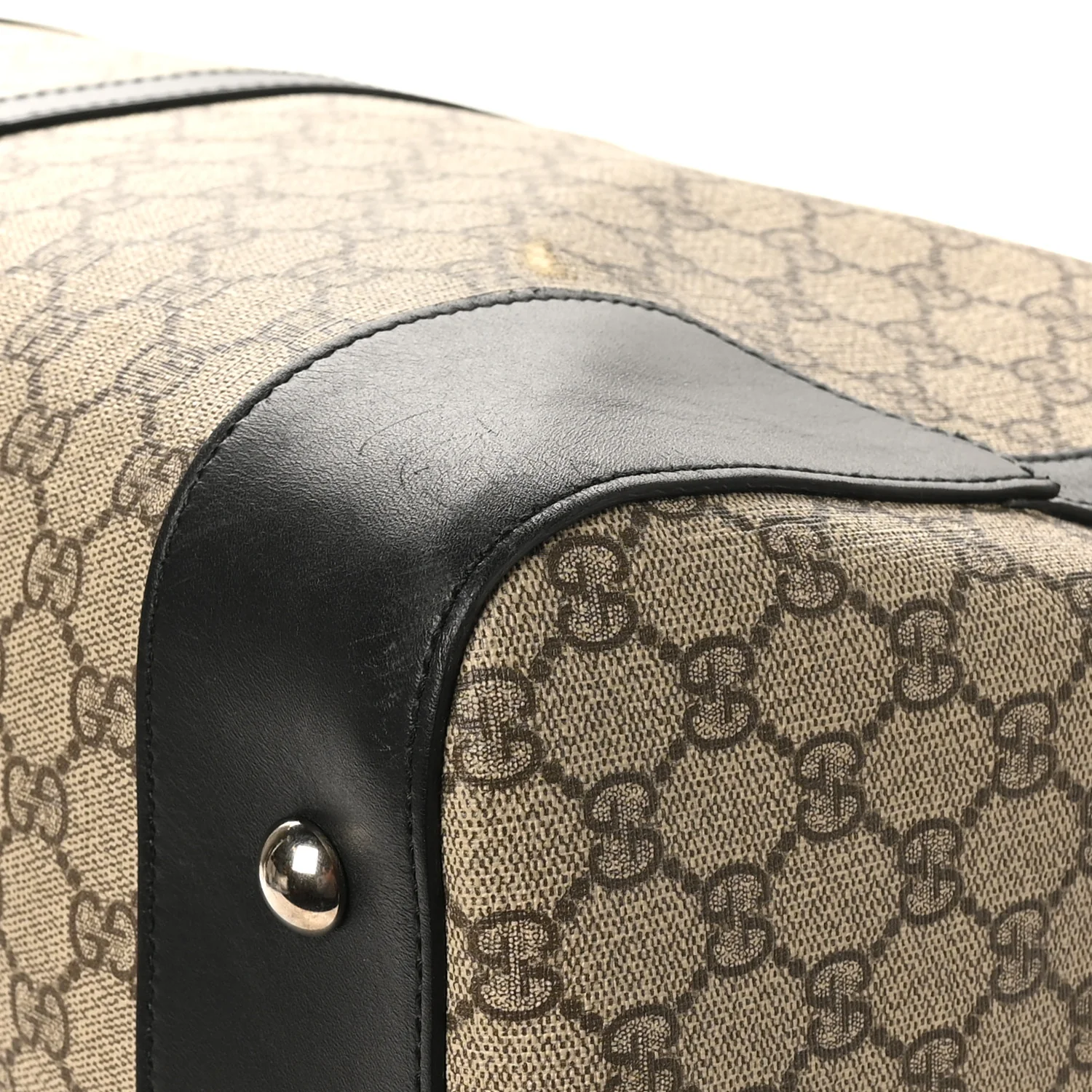 GG Supreme Monogram Selleria Calfskin Large Duffle Beige Ebony Black - Image 11
