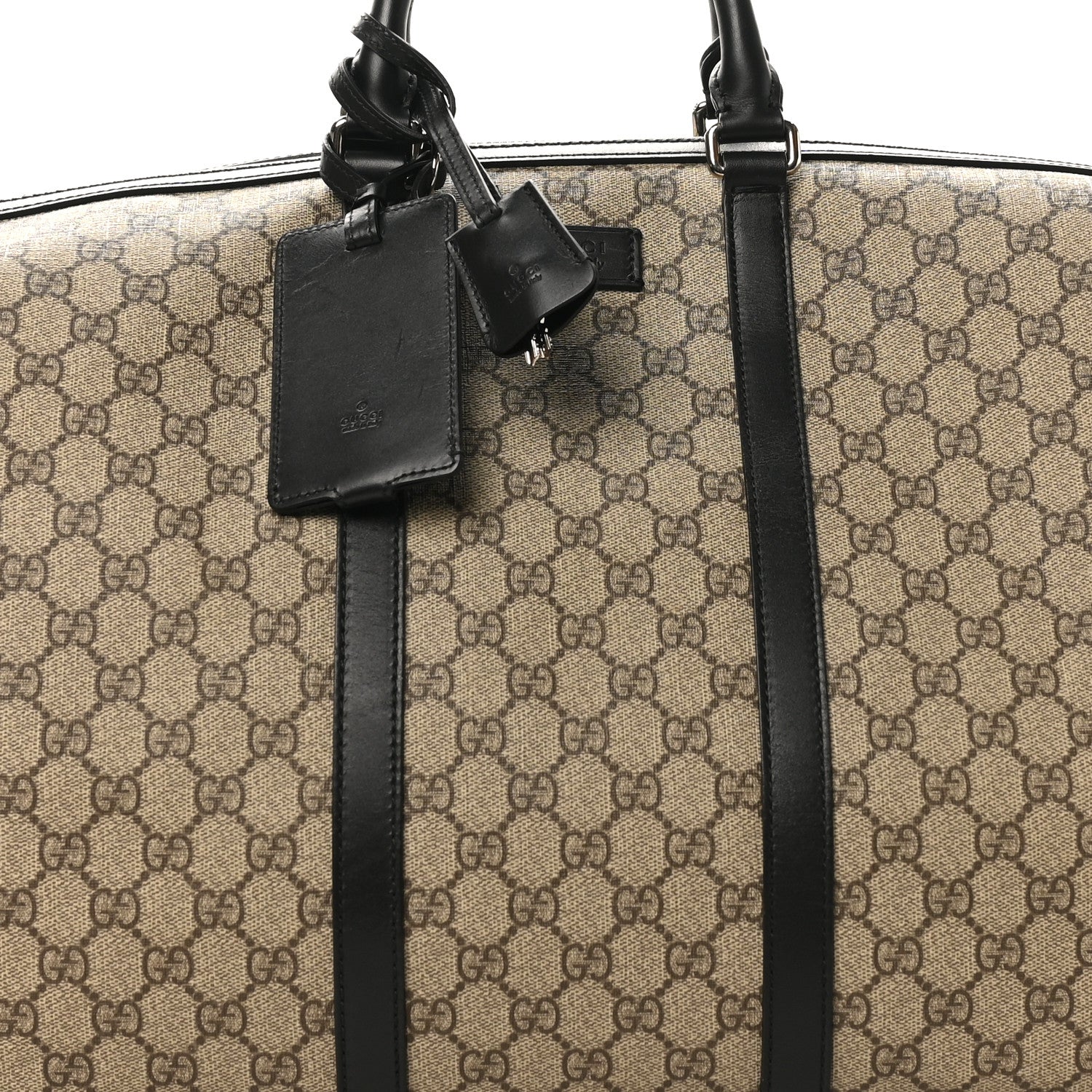 GG Supreme Monogram Selleria Calfskin Large Duffle Beige Ebony Black - Image 7