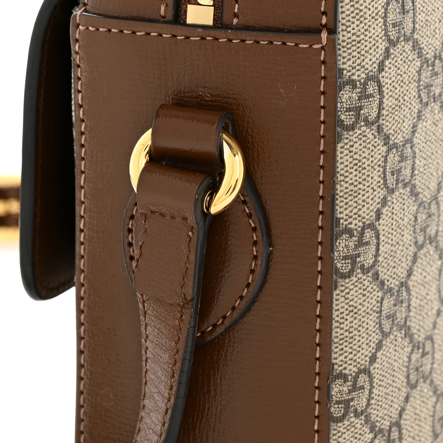 GG Supreme Monogram Small Horsebit 1955 Shoulder Bag Beige Brown Sugar - Image 12