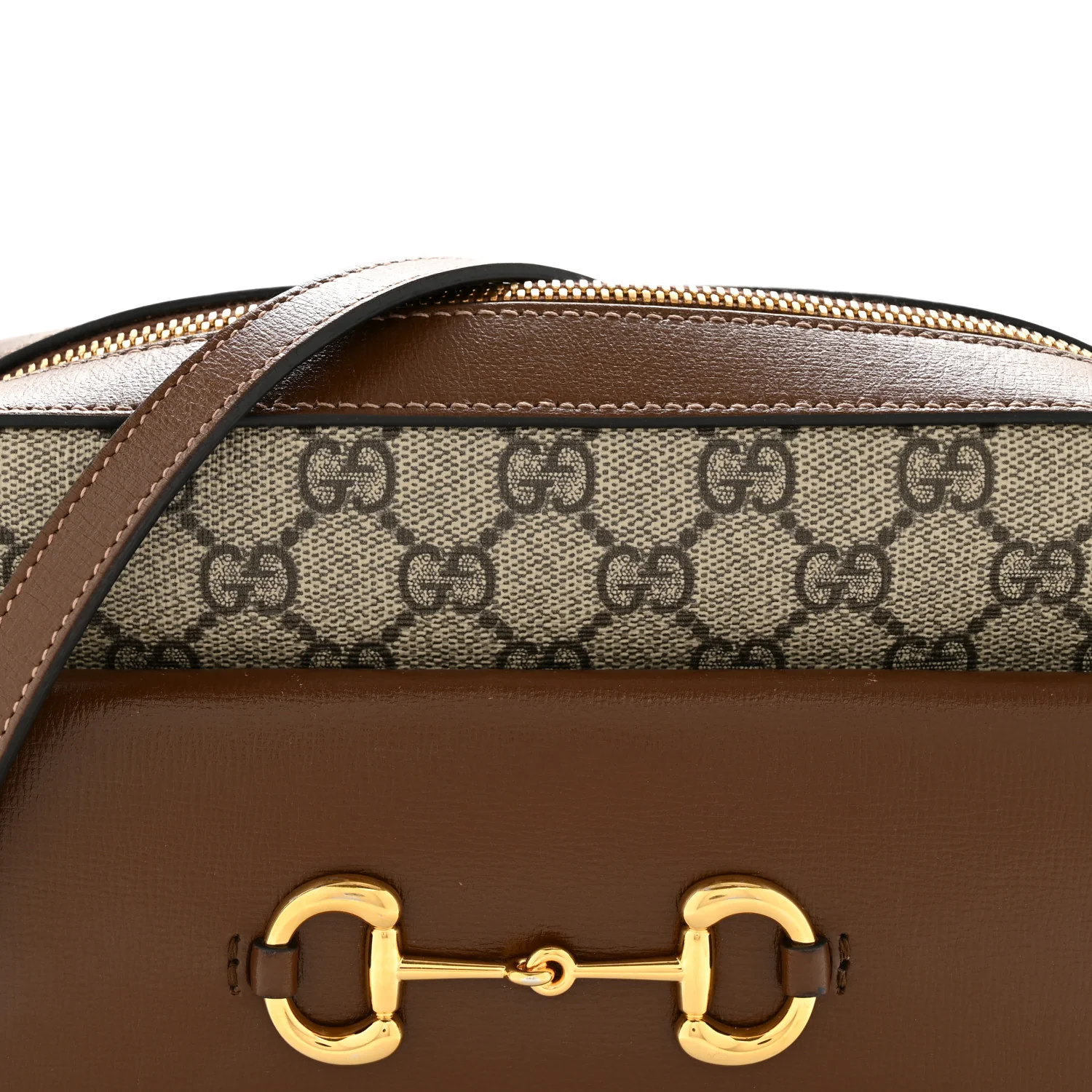 GG Supreme Monogram Small Horsebit 1955 Shoulder Bag Beige Brown Sugar - Image 7