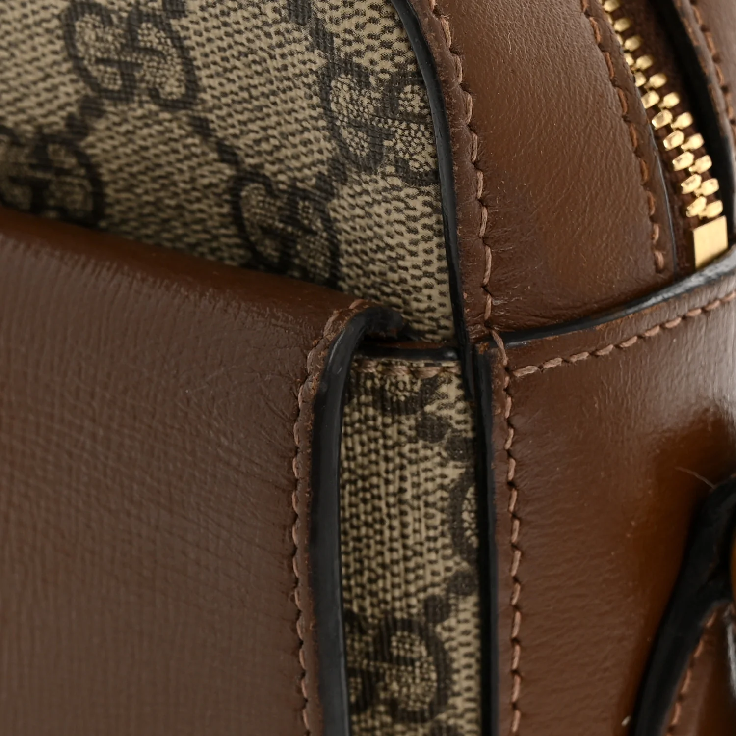 GG Supreme Monogram Small Horsebit 1955 Shoulder Bag Beige Brown Sugar - Image 13