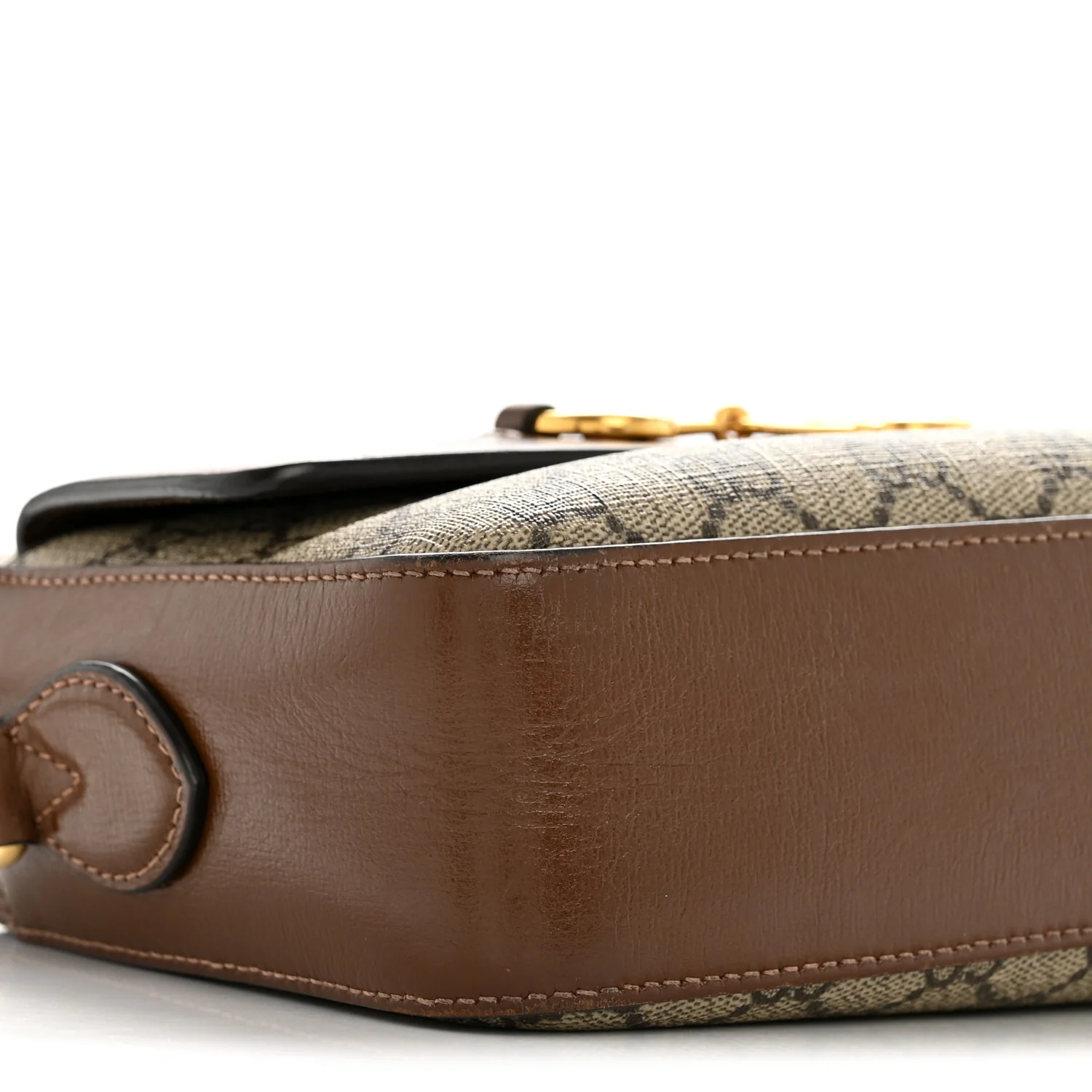 GG Supreme Monogram Small Horsebit 1955 Shoulder Bag Beige Brown Sugar - Image 9