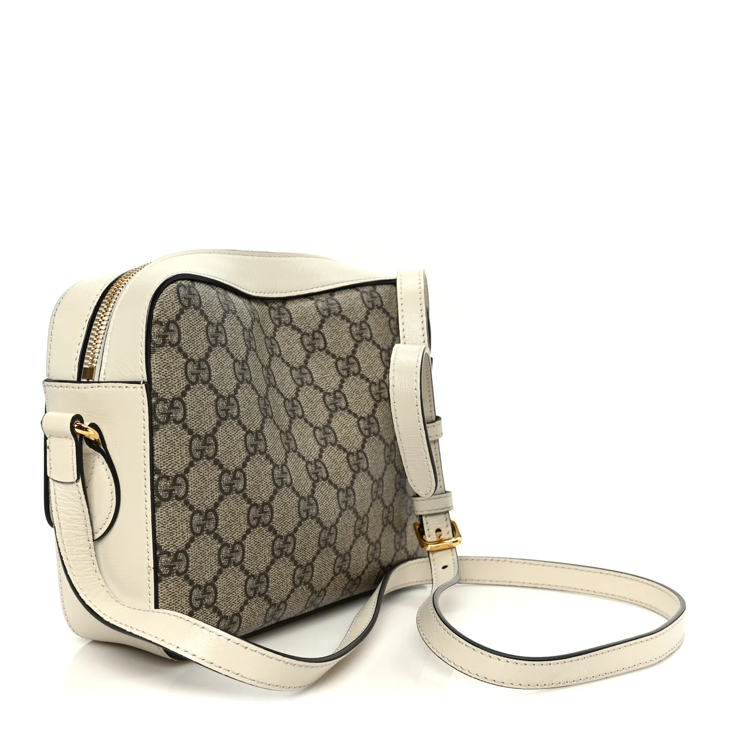 GG Supreme Monogram Small Horsebit 1955 Shoulder Bag Beige Mystic White - Image 3
