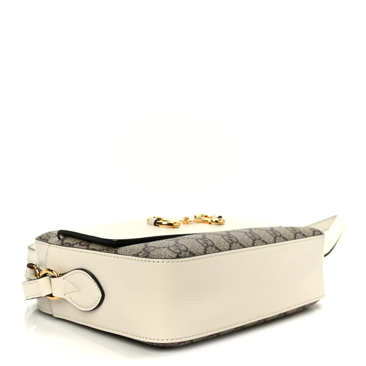 GG Supreme Monogram Small Horsebit 1955 Shoulder Bag Beige Mystic White - Image 4