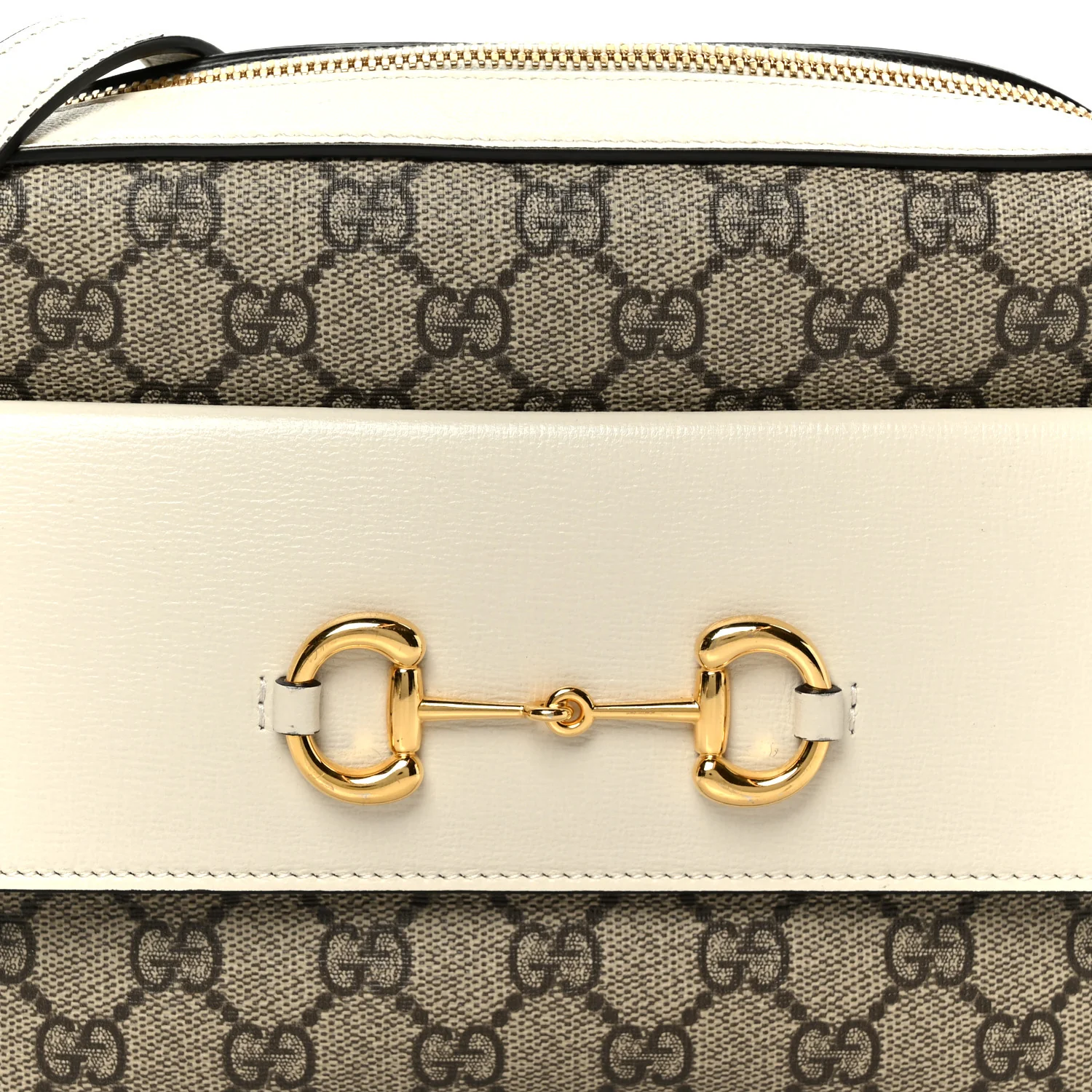 GG Supreme Monogram Small Horsebit 1955 Shoulder Bag Beige Mystic White - Image 9