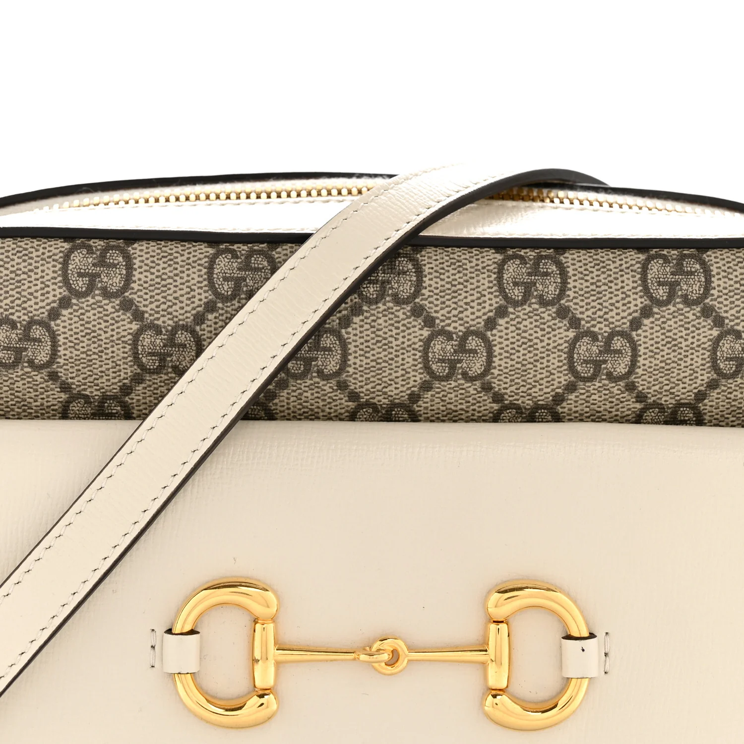 GG Supreme Monogram Small Horsebit 1955 Shoulder Bag Beige Mystic White - Image 8