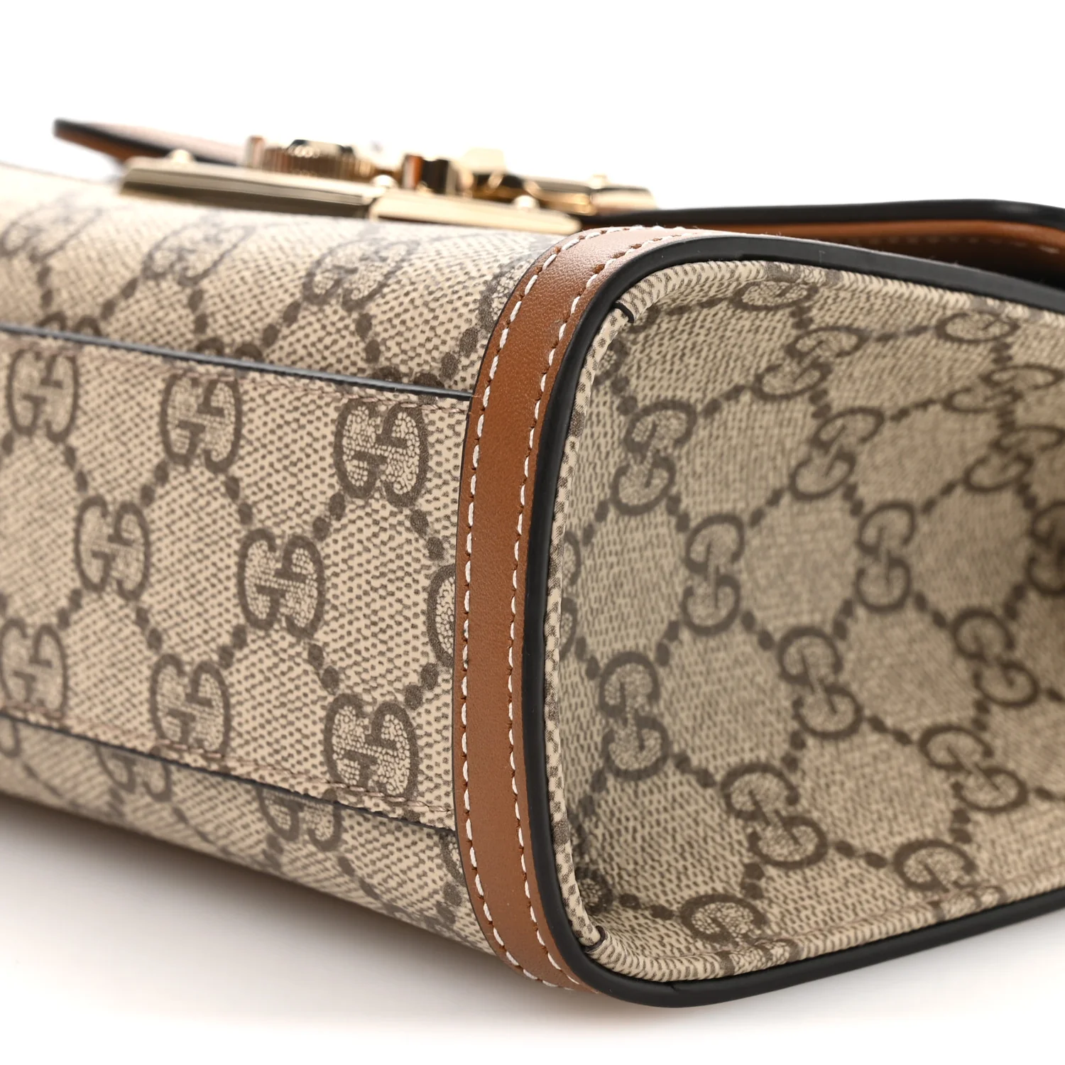 GG Supreme Monogram Small Padlock Top Handle Shoulder Bag Beige Ebony Dark Brown - Image 10