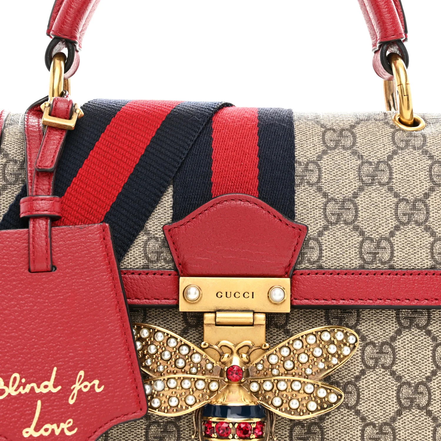 GG Supreme Monogram Small Queen Margaret Top Handle Bag Red - Image 8