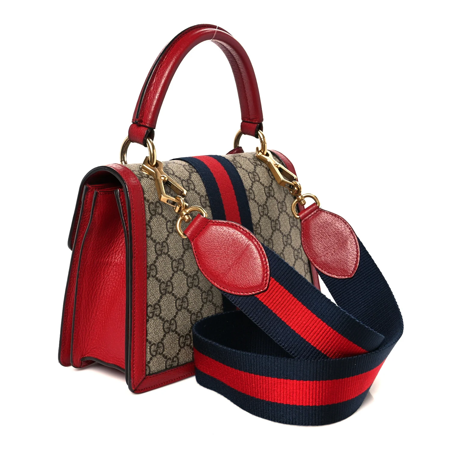 GG Supreme Monogram Small Queen Margaret Top Handle Bag Red - Image 3