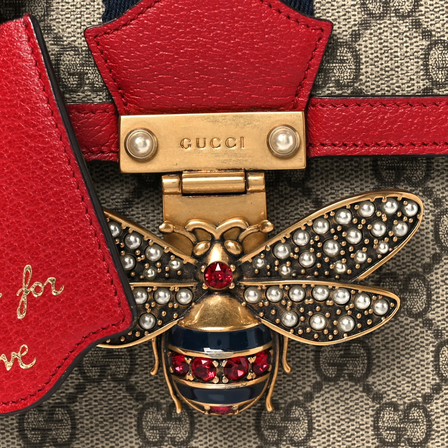 GG Supreme Monogram Small Queen Margaret Top Handle Bag Red - Image 9