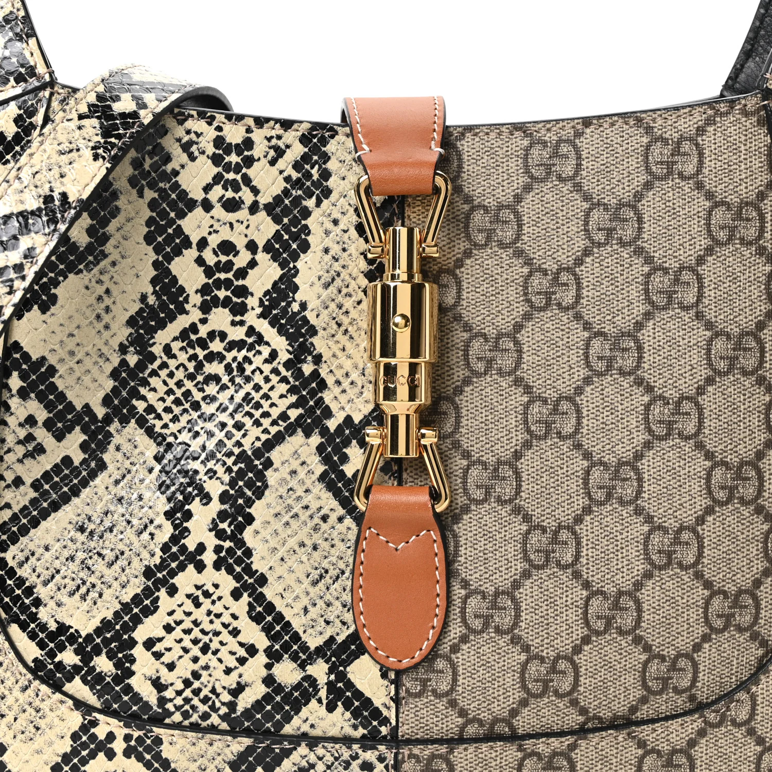 GG Supreme Monogram Snakeskin Small Jackie 1961 Hobo Beige Ebony - Image 8