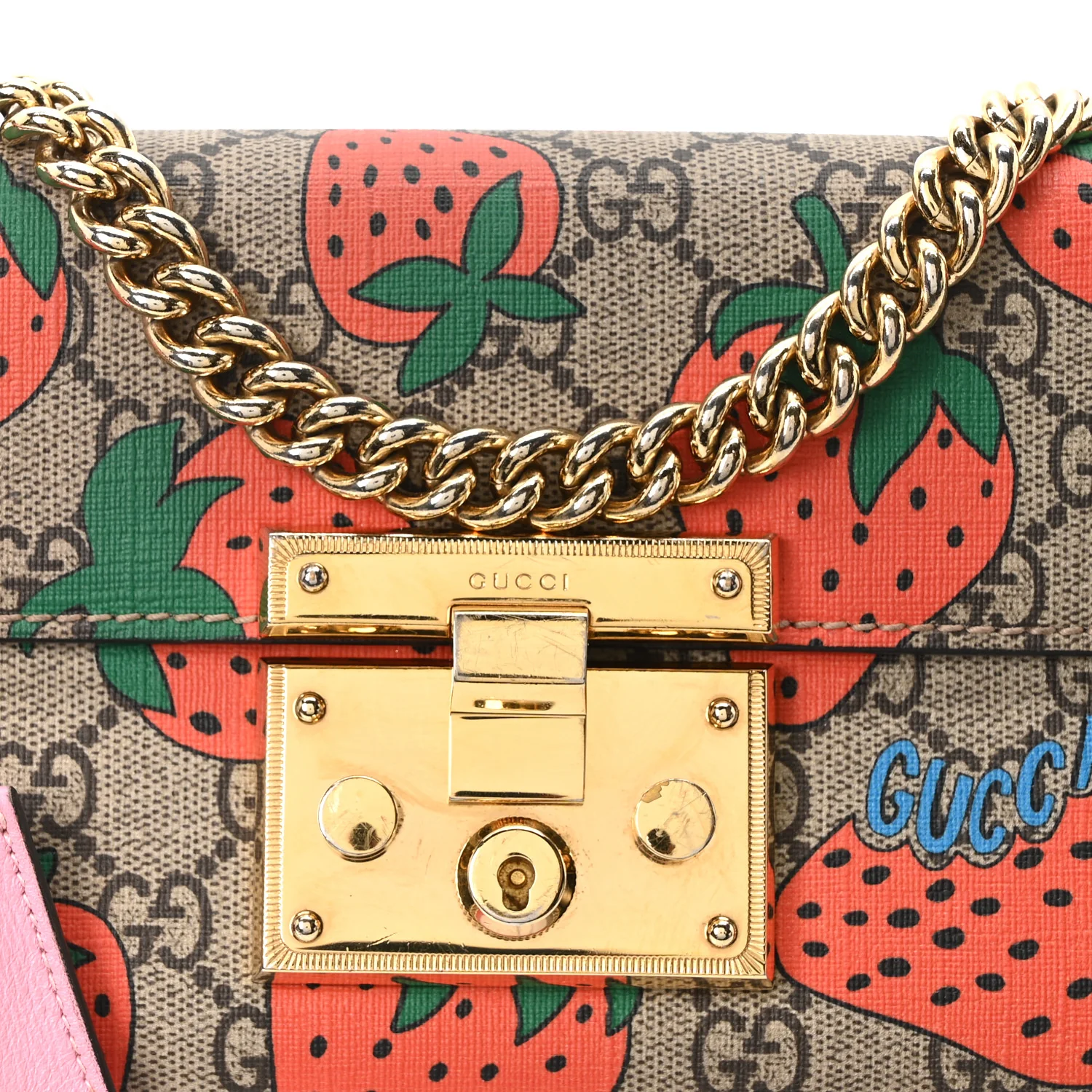 GG Supreme Monogram Strawberry Small Padlock Shoulder Bag - Image 8