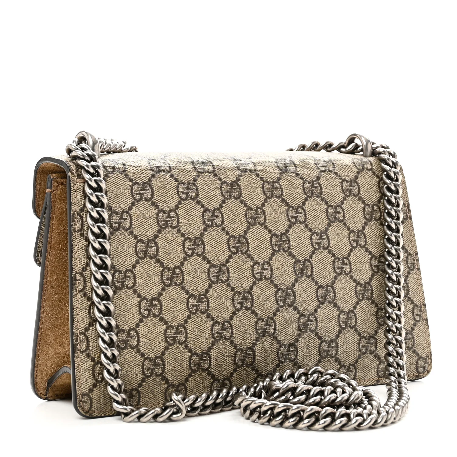GG Supreme Monogram Suede Crystal Small Dionysus Shoulder Bag Beige Ebony Taupe - Image 3