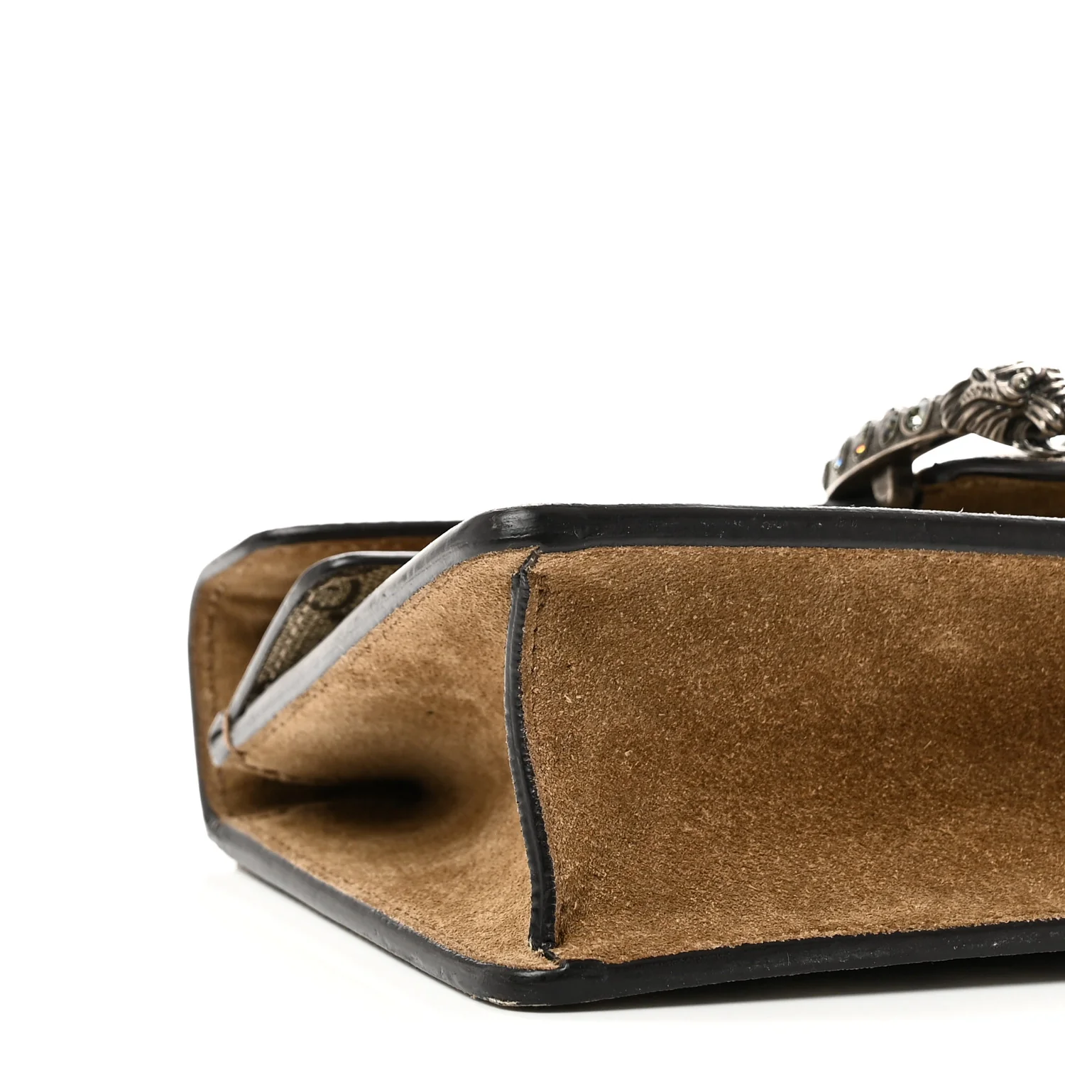 GG Supreme Monogram Suede Crystal Small Dionysus Shoulder Bag Beige Ebony Taupe - Image 9