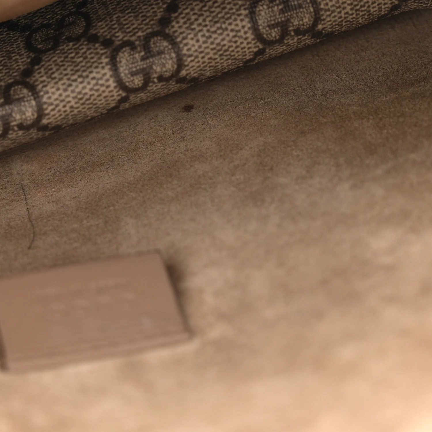 GG Supreme Monogram Suede Crystal Small Dionysus Shoulder Bag Beige Ebony Taupe - Image 11