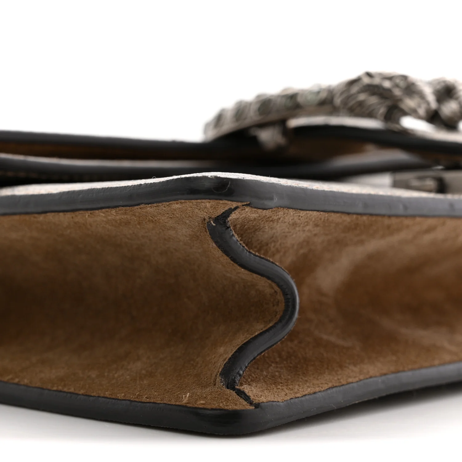 GG Supreme Monogram Suede Crystal Small Dionysus Shoulder Bag Beige Ebony Taupe - Image 9