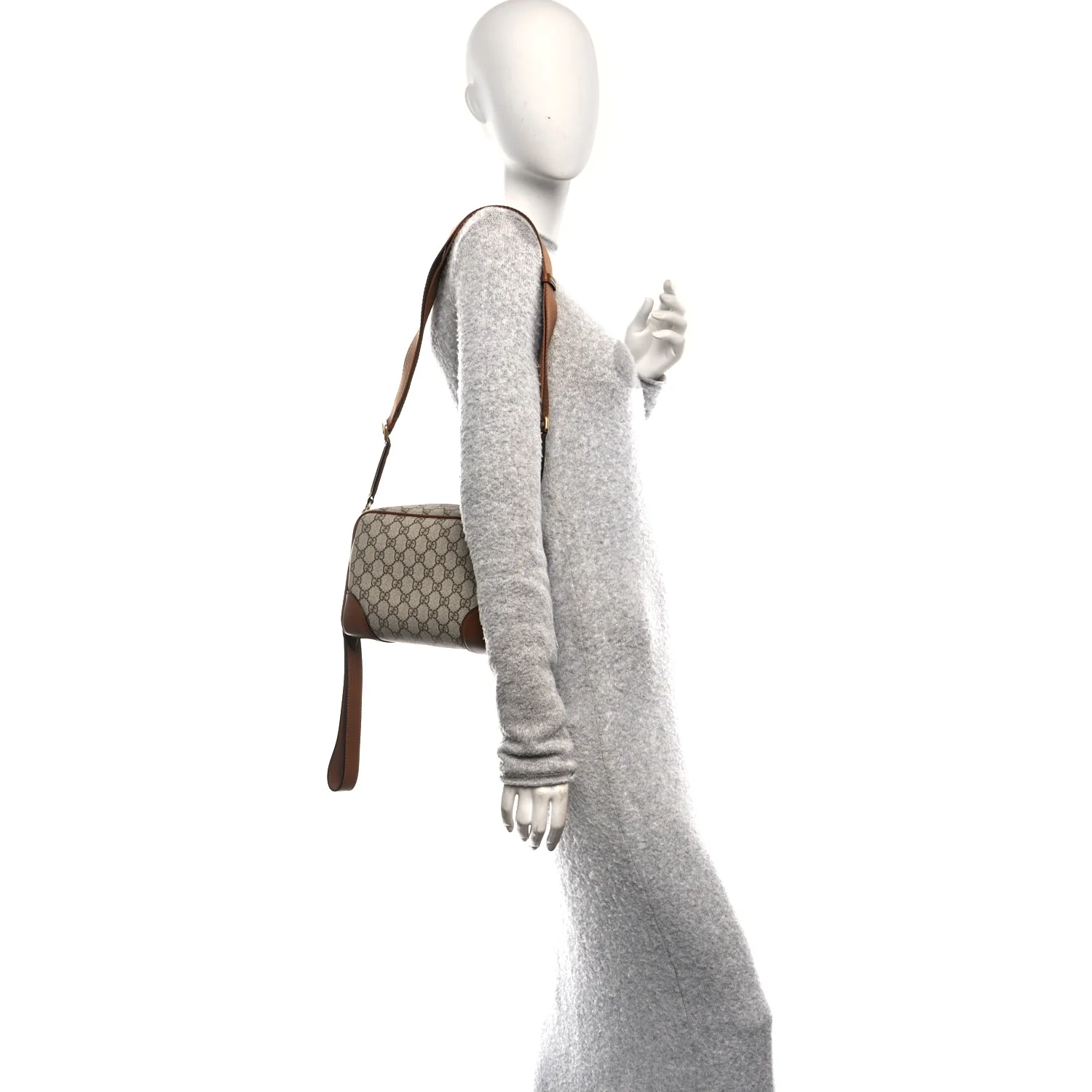 GG Supreme Monogram Textured Calfskin Emblem Small Crossbody Beige Ebony Old Sundial - Image 2
