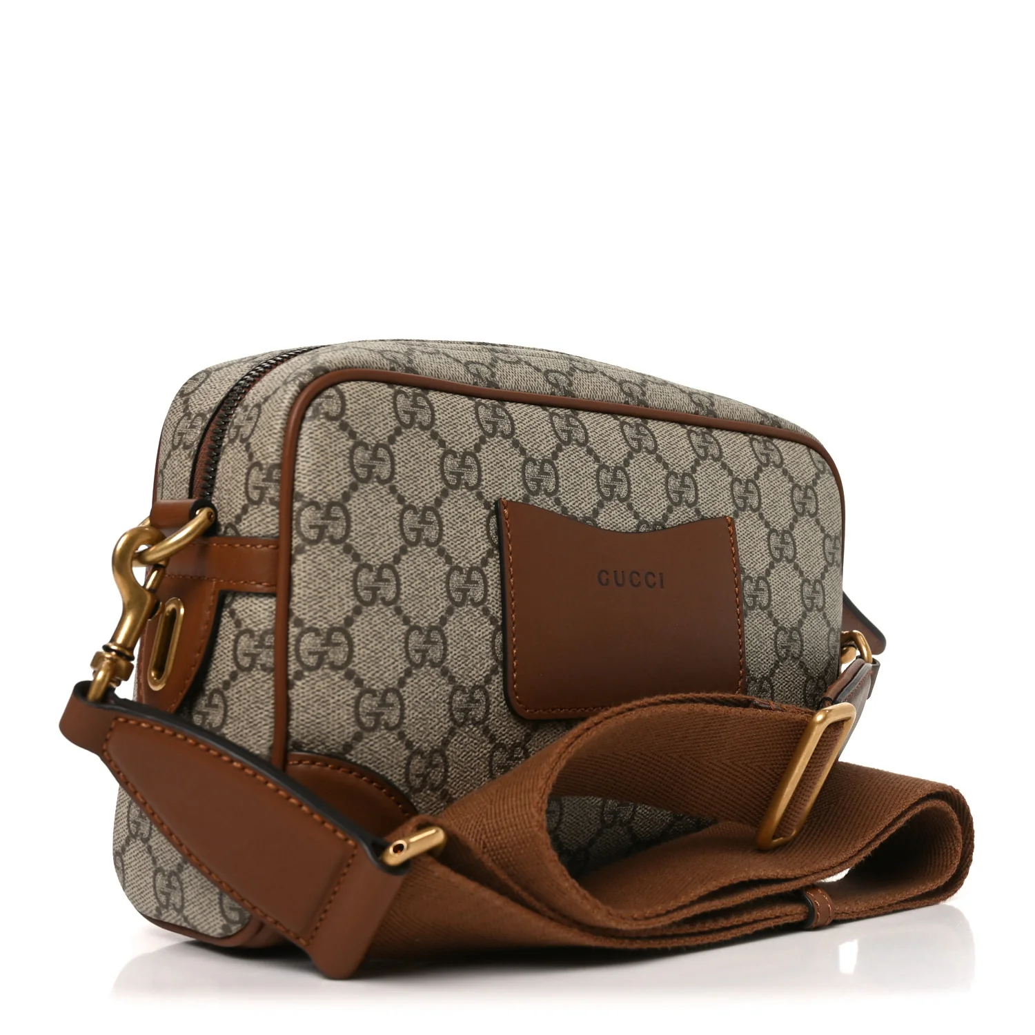 GG Supreme Monogram Textured Calfskin Emblem Small Crossbody Beige Ebony Old Sundial - Image 3