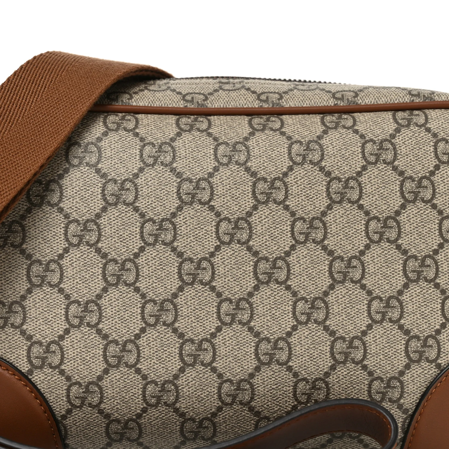 GG Supreme Monogram Textured Calfskin Emblem Small Crossbody Beige Ebony Old Sundial - Image 8