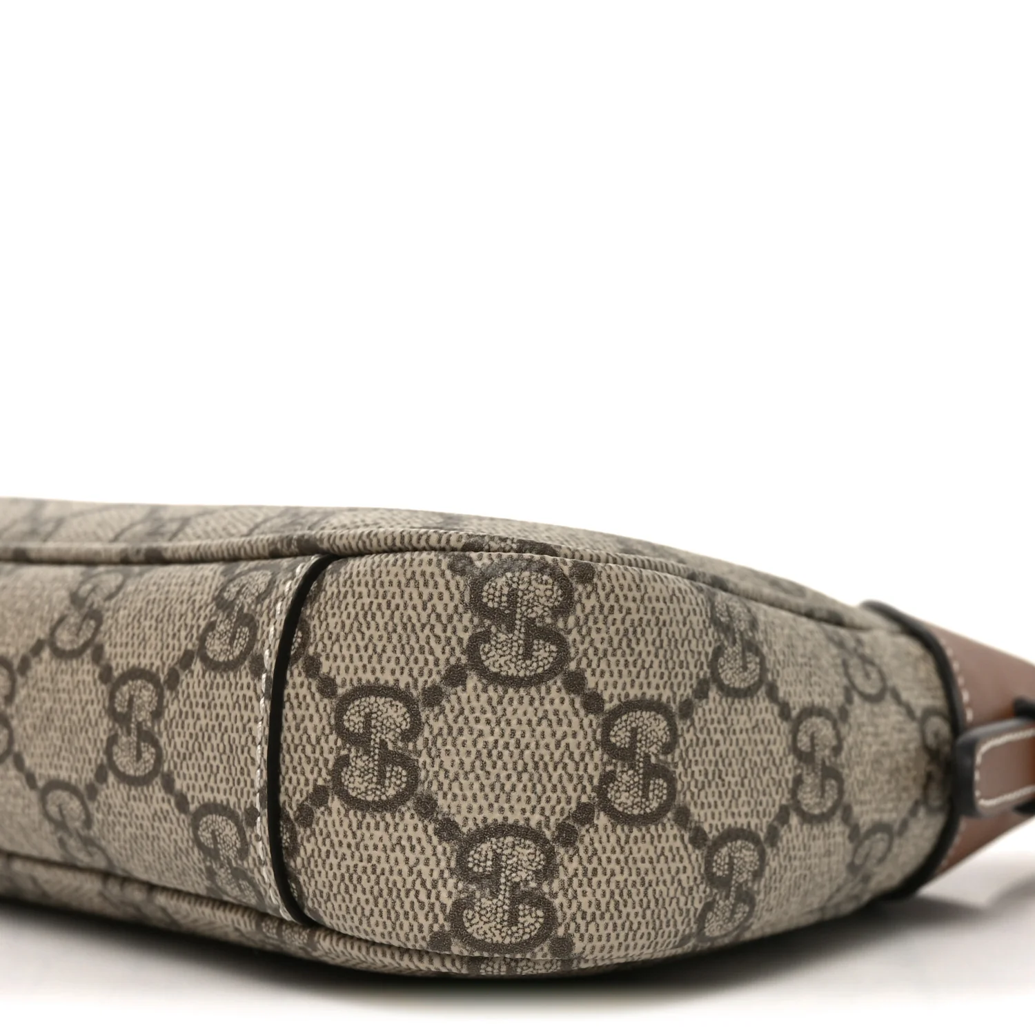 GG Supreme Monogram Textured Calfskin Small Emblem Shoulder Bag Beige Dark Brown - Image 10